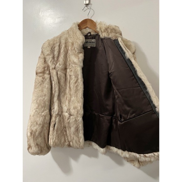 Split End Ltd Vintage Womens Genuine Rabbit Fur Jacket Cream Tan Size Medium