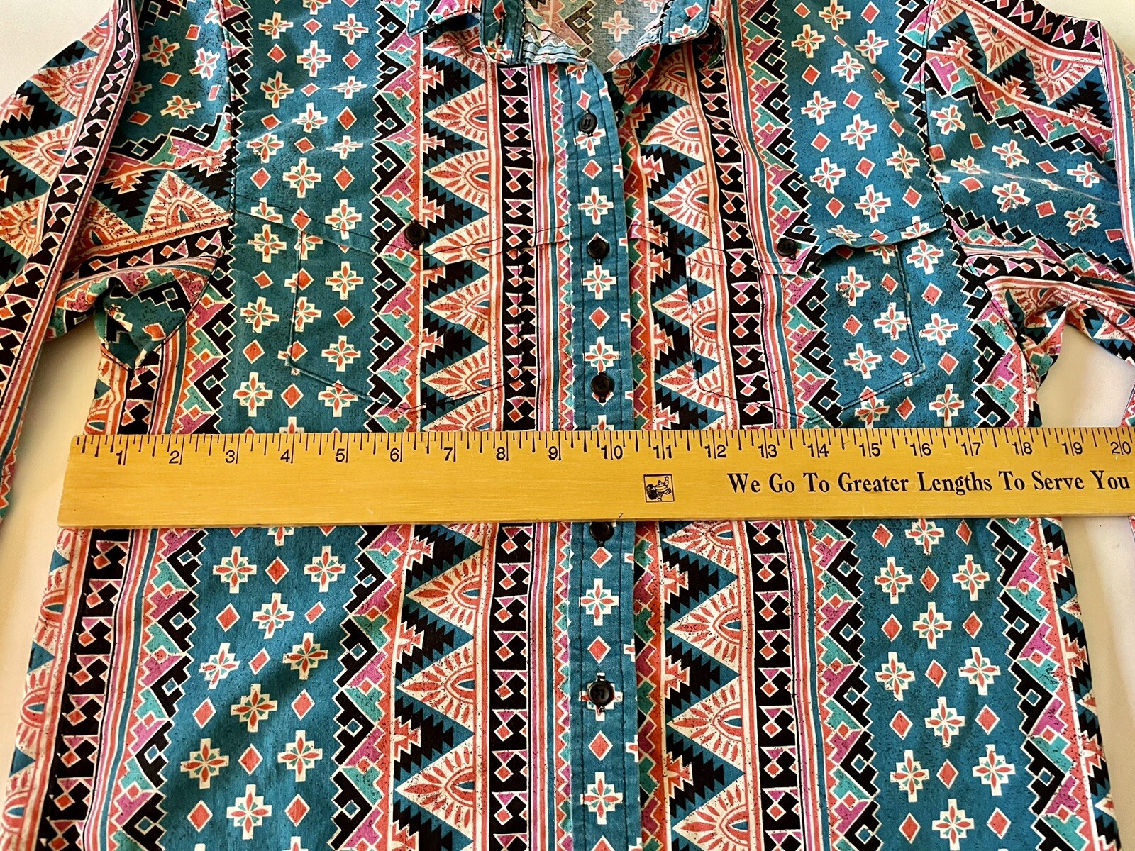 Western Shirt FRONTIER SERIES Womens M Southwestern Coral Turquoise Vintage