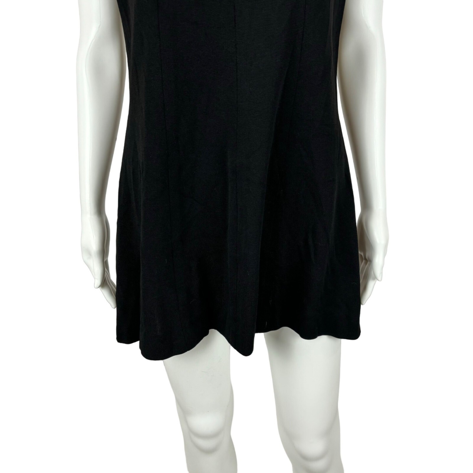 Vintage 60s Mod Mini Dress Black Rhinestone Keyhole Neckline Knit Tunic