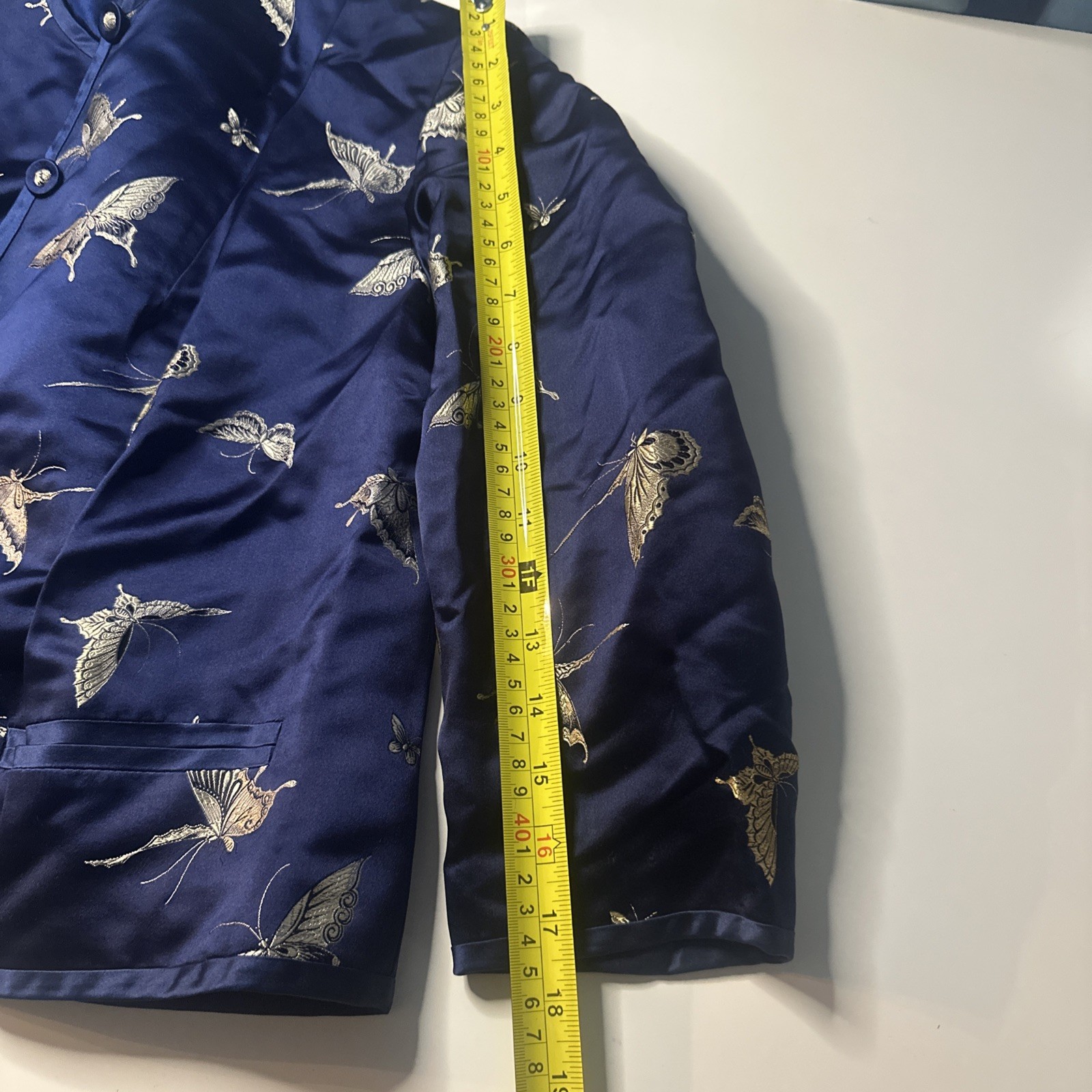 Ying Tai Ltd Vintage Women Jacket Silk Gold Butterfly Motif Hong Kong Boutique