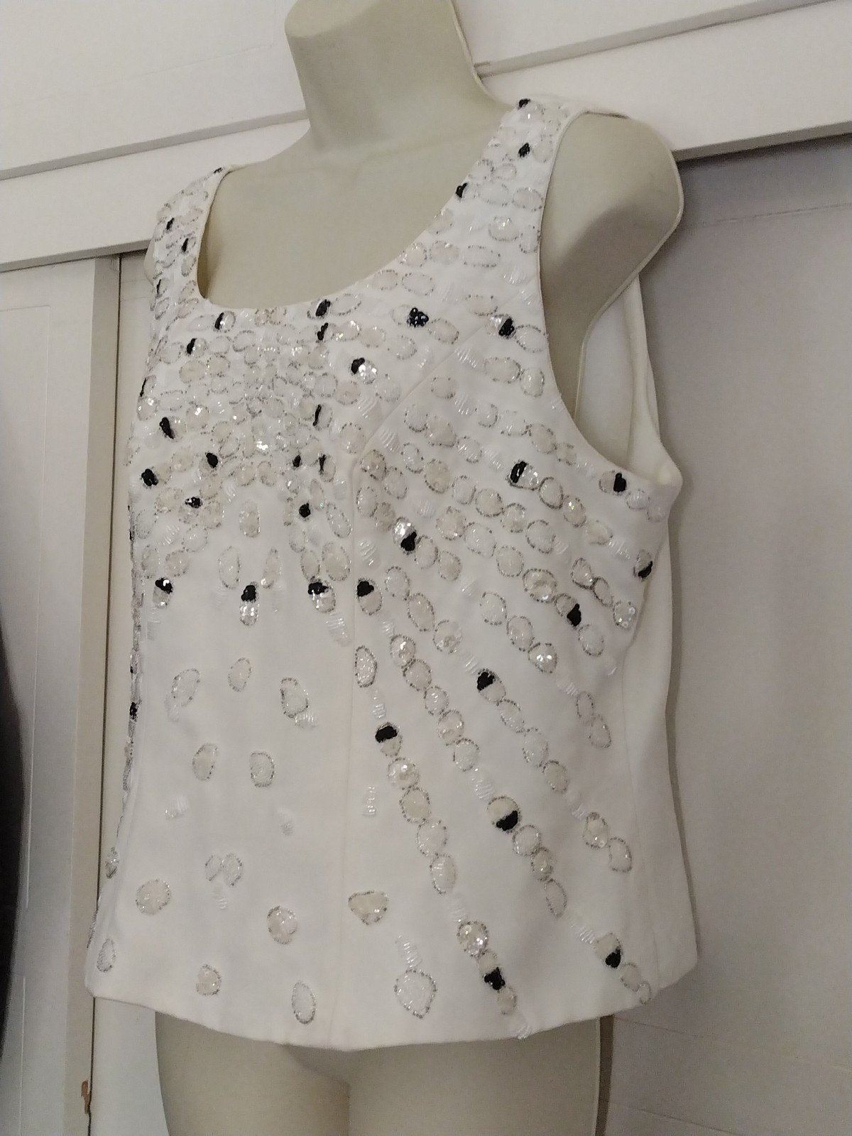 1980s Vintage Heavily Sequenced Bead Lined Party Wedding Top Blouse Womens Sz L