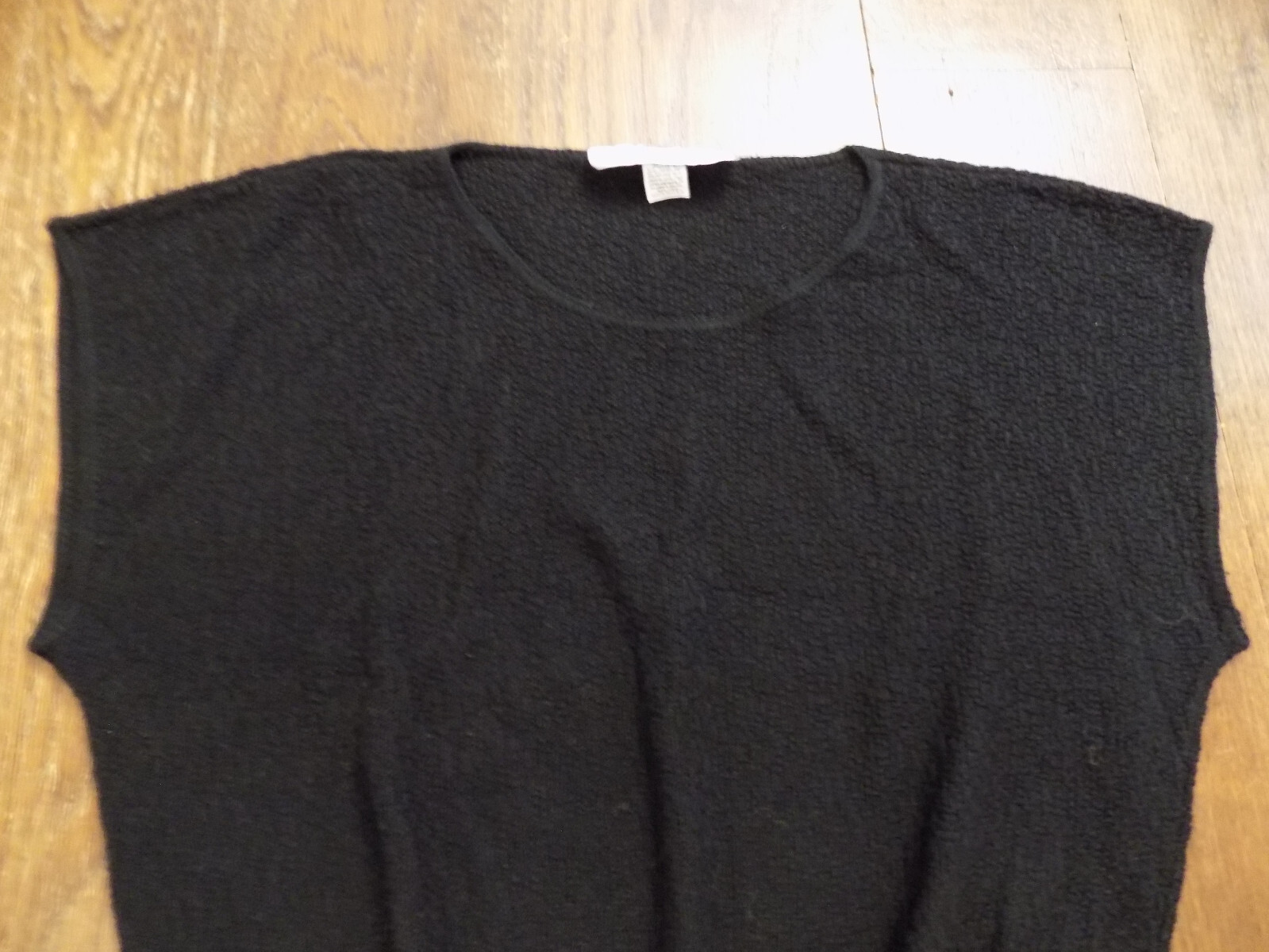 Vtg Kate Collins Wide Shoulder Stretch Knit Black USA Top Sz M Elastic waist EUC