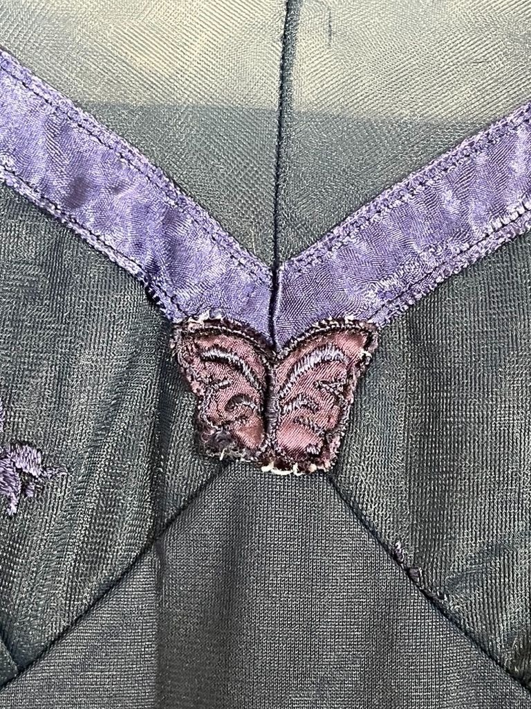 Vintage Butterfly Sheer Lingerie Slip Dress Blue 34 Sexy Feminine Coquette 60s