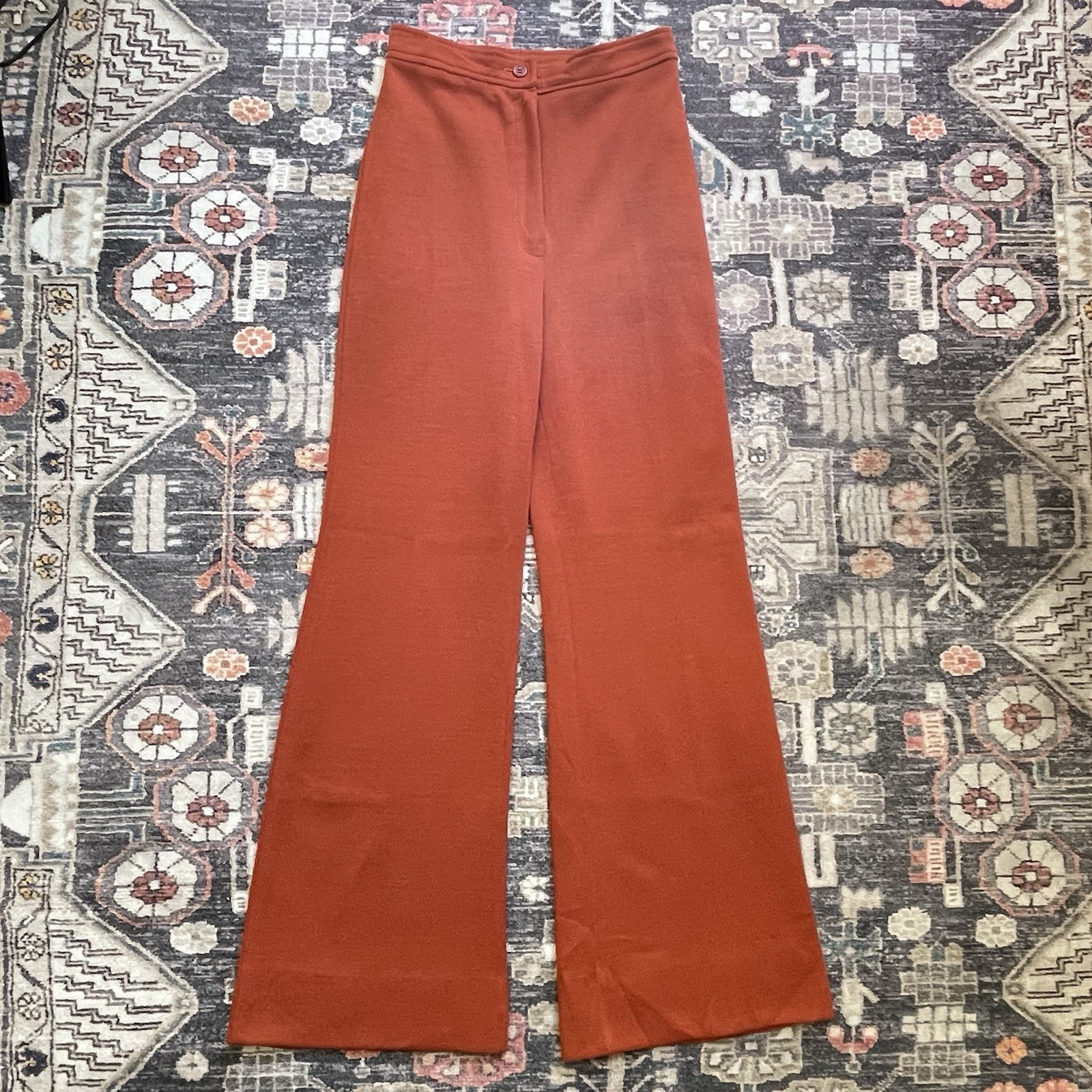 True Vintage 70s High Waist Flare Boho Pants Womens 24 X 29 Terracotta