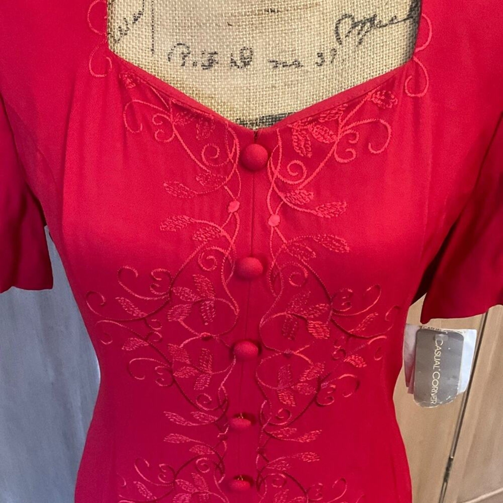 NWT Deadstock Vintage Casual Corner 90’s Red Midi Dress Pretty Woman sz 10