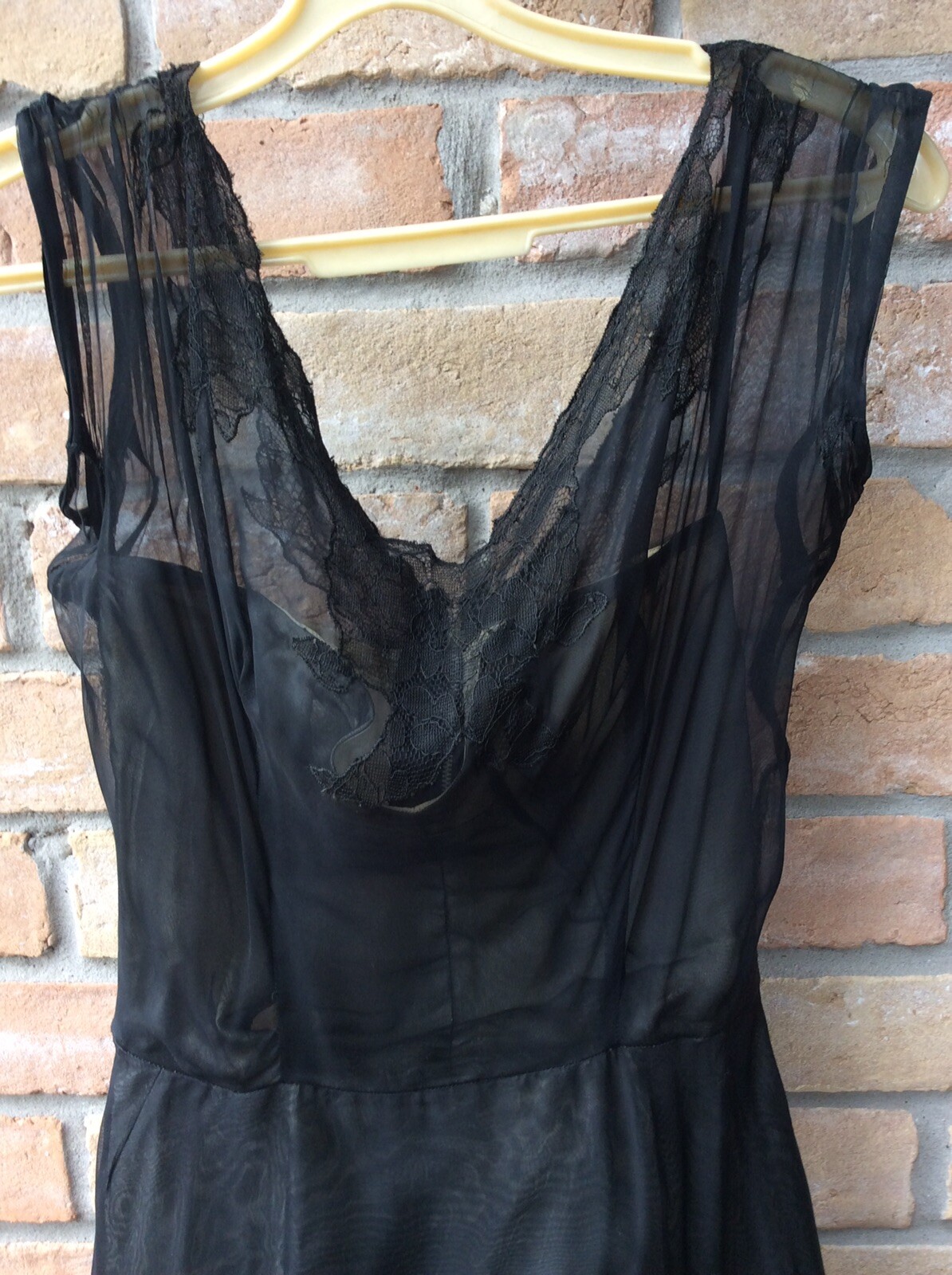 VTG 40s/50s Black Dress XS Art Deco Theater 31″B 24″W 40″-41″L DAMAGED READ
