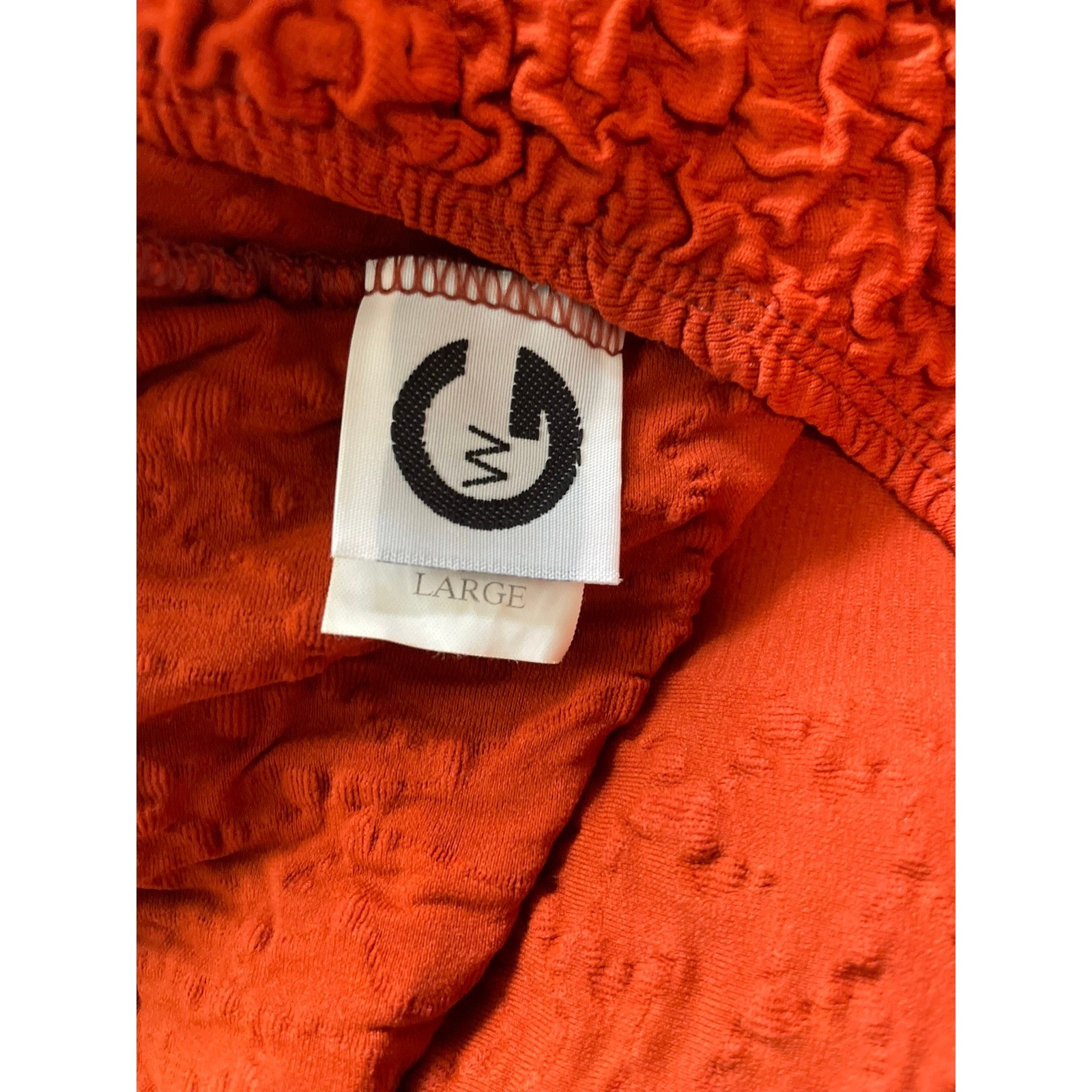 Vintage Rust Orange Textured 3/4 BOHO Sleeve Blouse Y2K Top L Made In USA