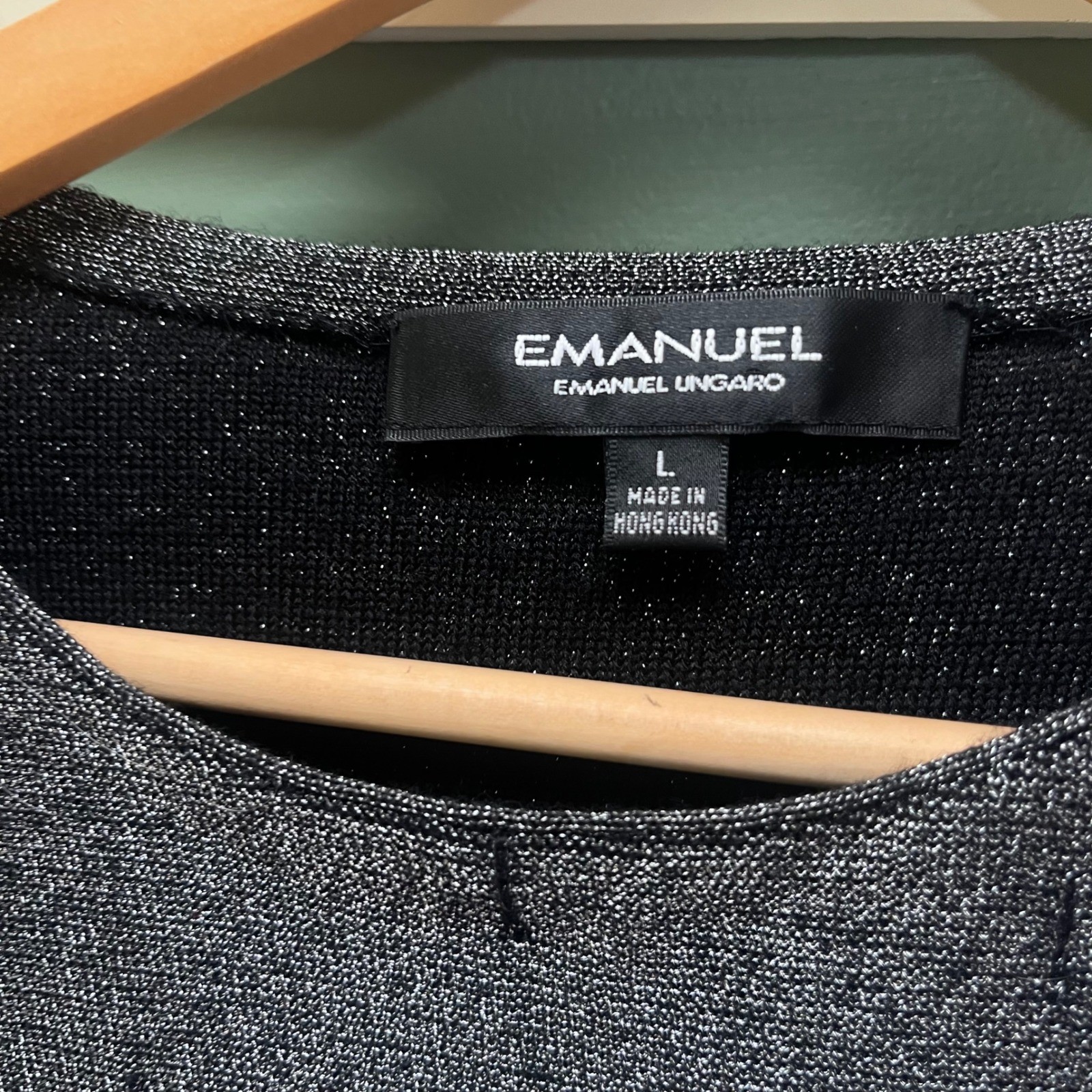 Emanuel Ungaro Vintage Silver Black Metallic Ombre Wool Blend Knit Top Large