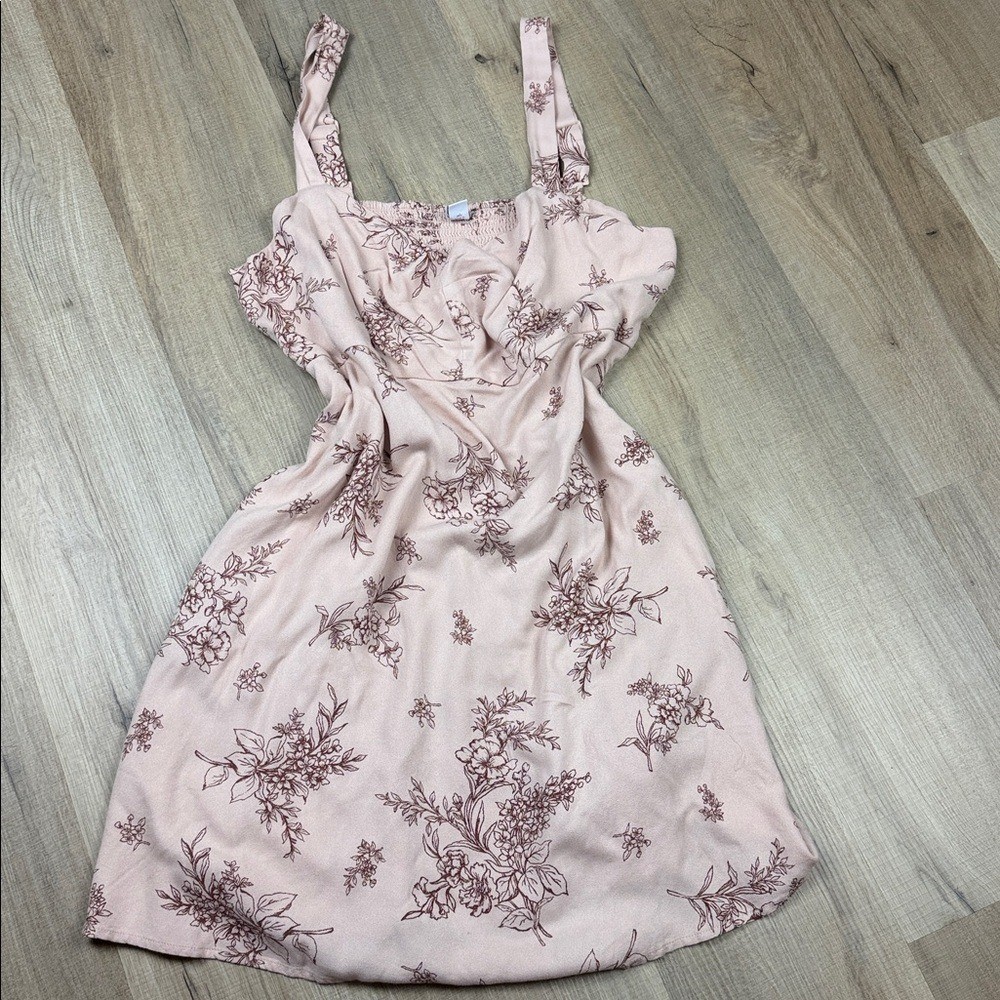 Old Navy Floral Fit & Flare Midi Dress Dusty Rose Adjustable Straps NWT Large