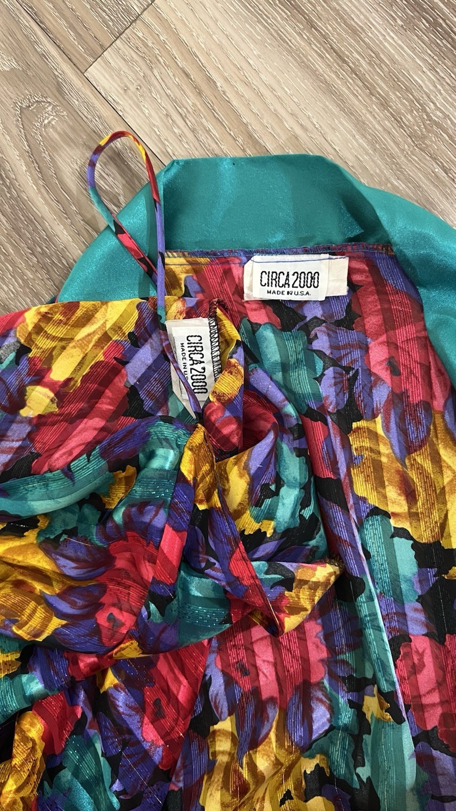 Vintage 90s ‘Circa 2000’ Multicolor Floral Robe and Slip Pajama Set Size 2X