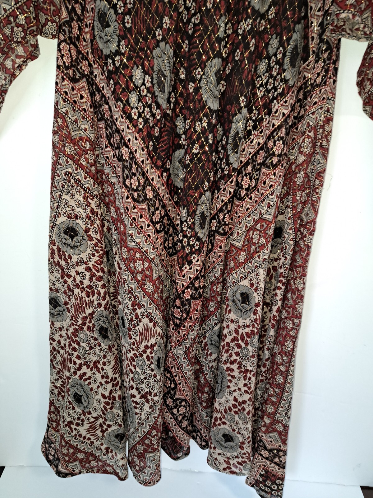 Sultana By Adini Dress Vintage Maxi Beautiful Rare India Cotton Gauze Lurex