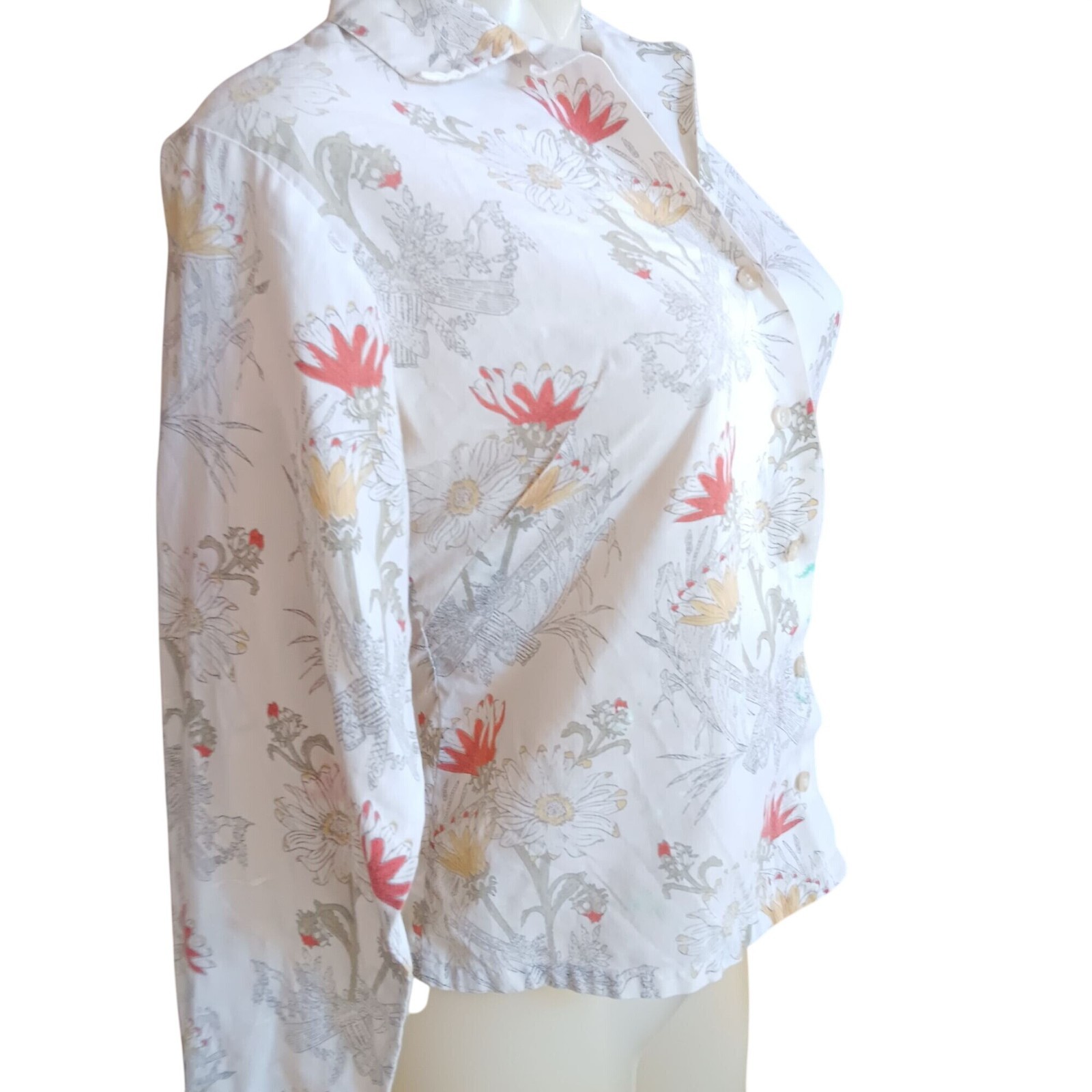 Cottage boho True Vintage Blouse Medium 1970’s Floral Button-Up Top Judy Bond