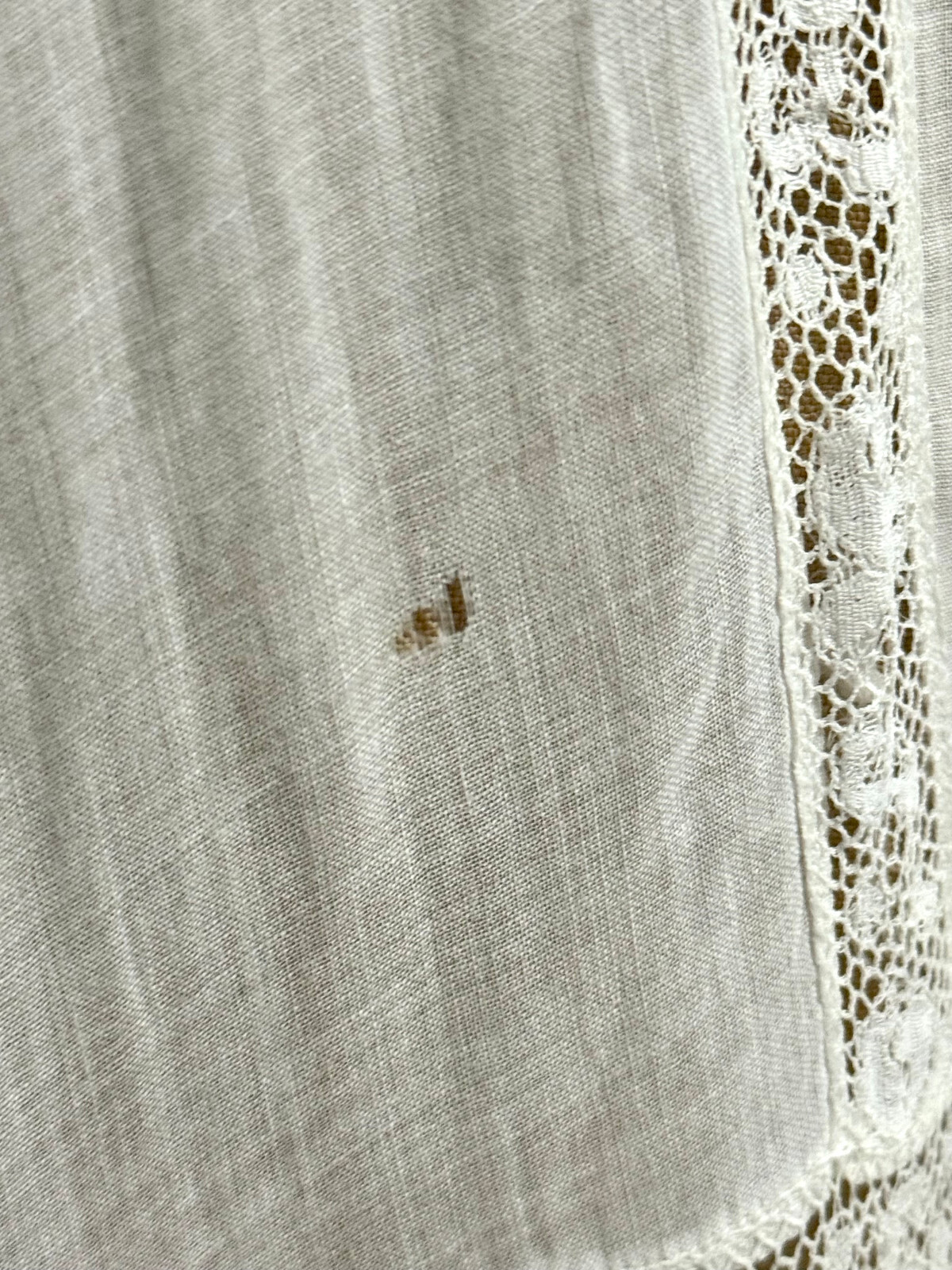 Antique Edwardian White Cotton Eyelet Lace Lawn Dress Small
