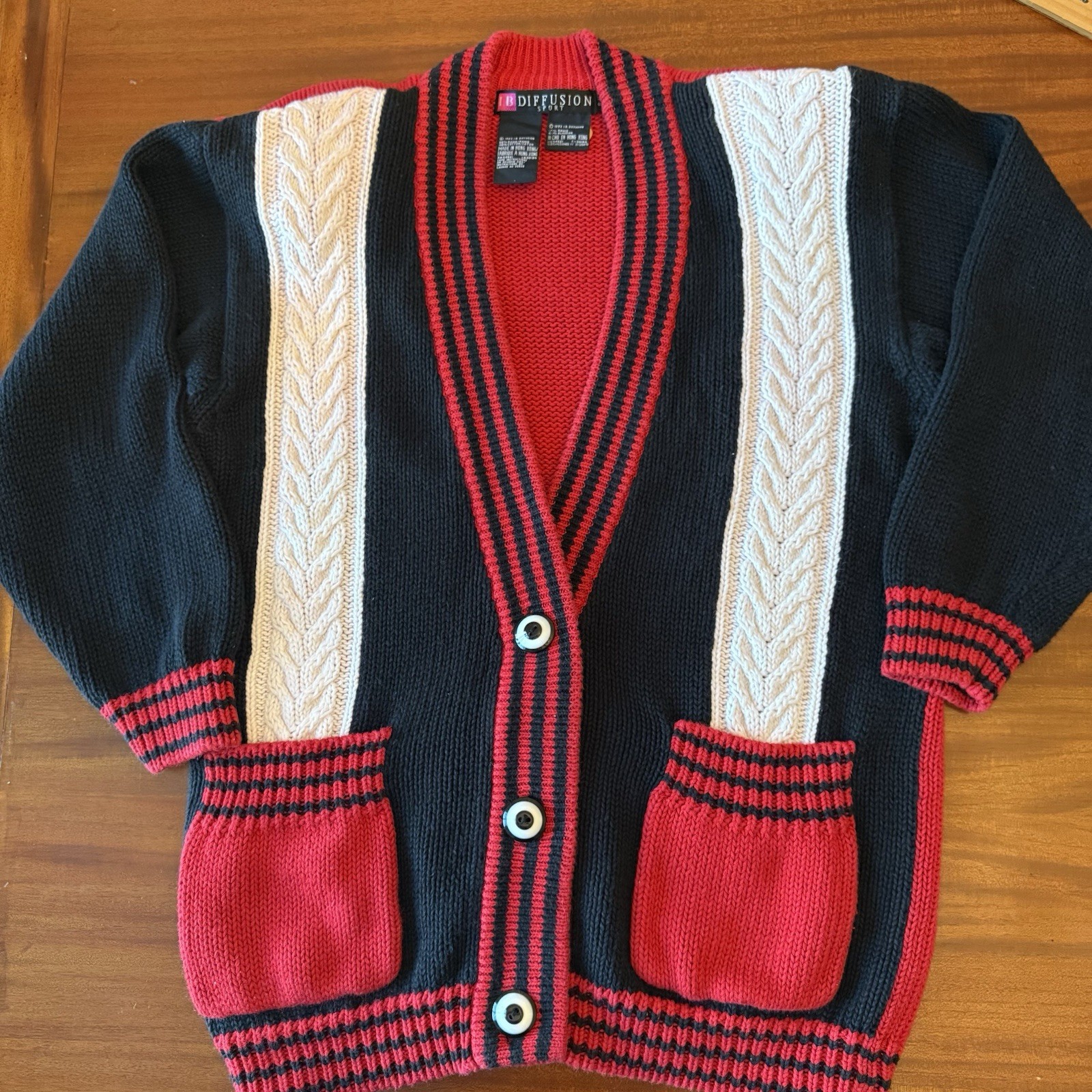 I.B. Diffusion Women’s Small Cardigan Sweater Lot of 2 Vintage 1993 Red Blue