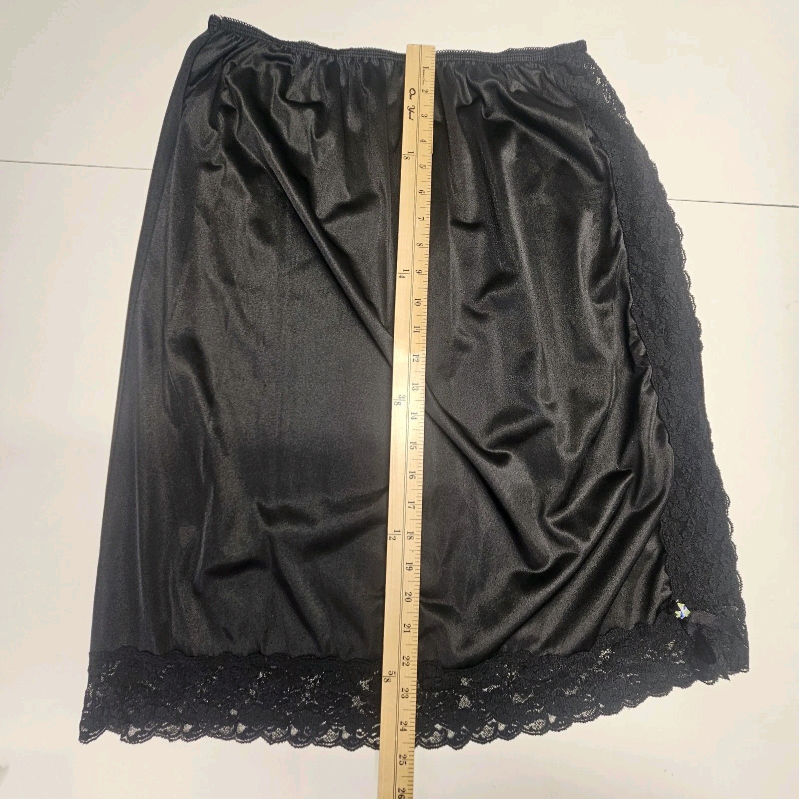 Vintage Women’s Black Mel-Lin Nylon Camisole Slip Set Lace Trim XL Glam Pin Up