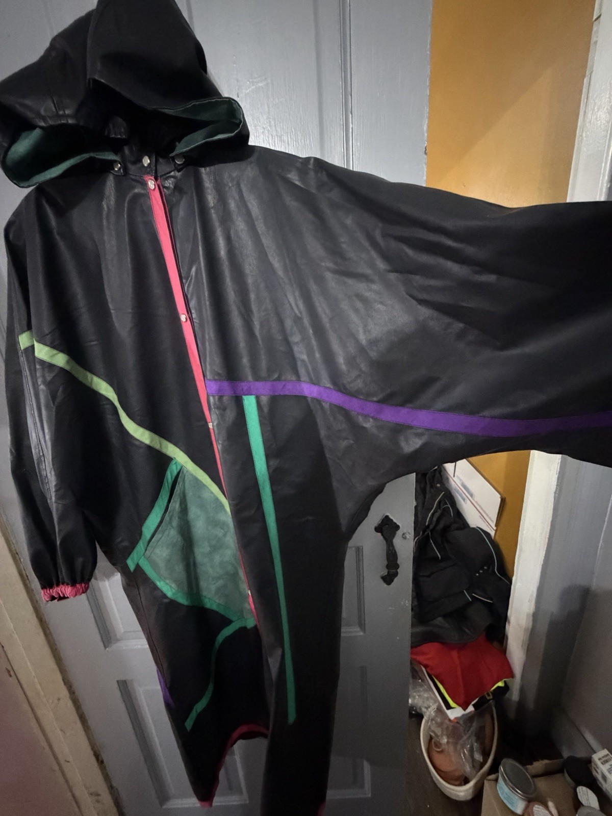 Iris Mansard Rain Coat Vintage Art to Wear Geometric Sz. L France 90s Rare