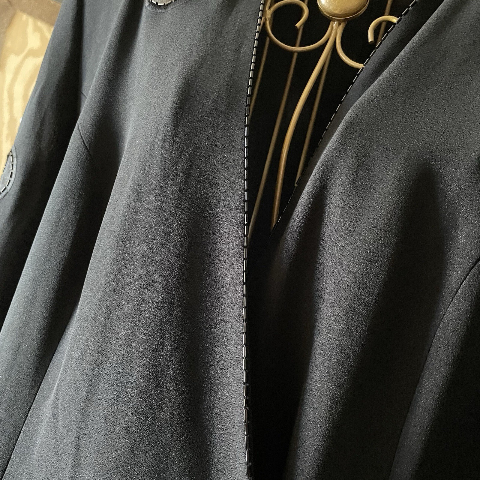 Lillie Rubin Vtg (80’s) Daymor Couture Black Coat Dress Beading 10 Hong Kong