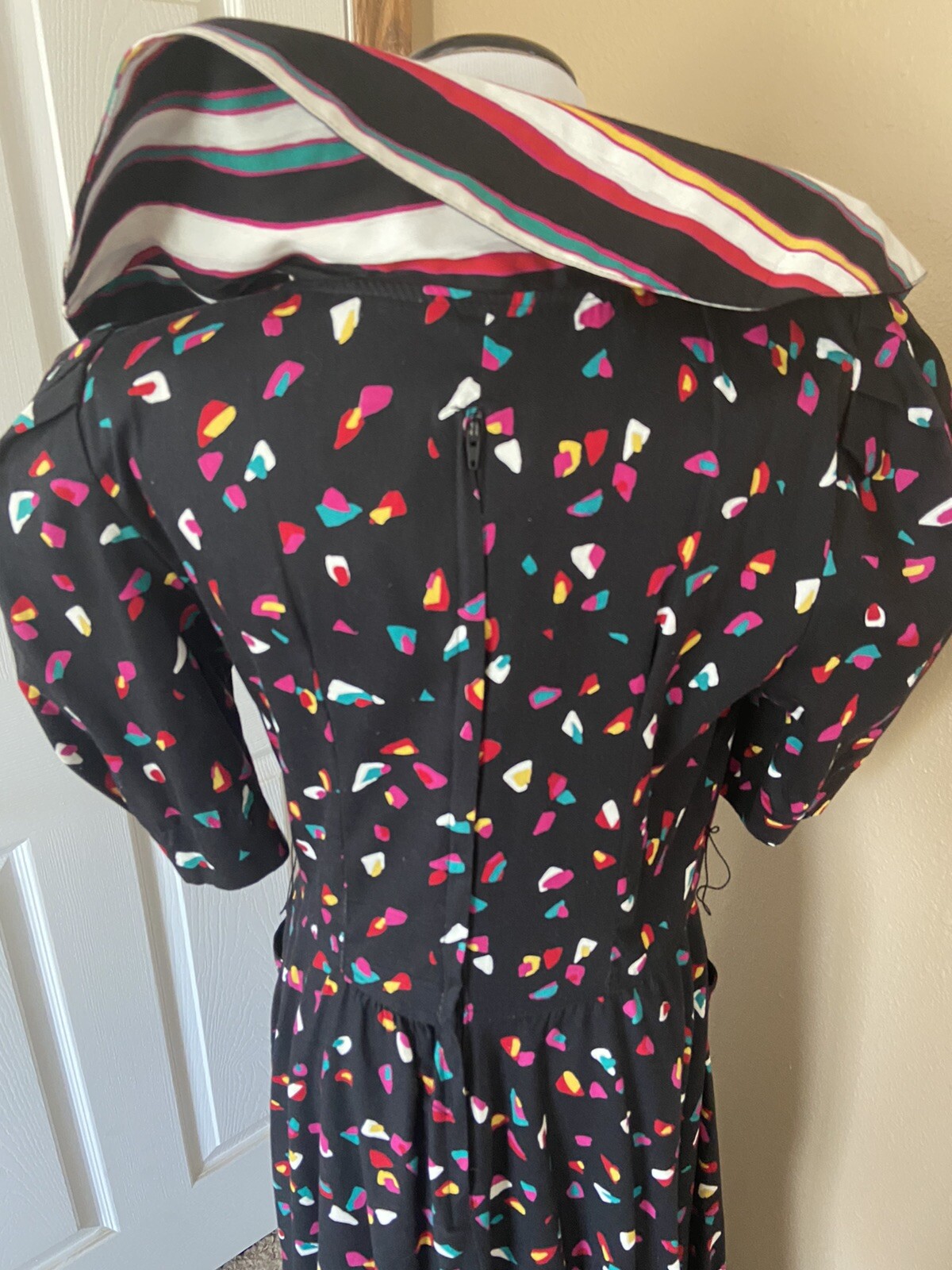 Vintage 80’s Choon California Dress Full Skirt Pockets Size 6 8 ? Colorful Twirl