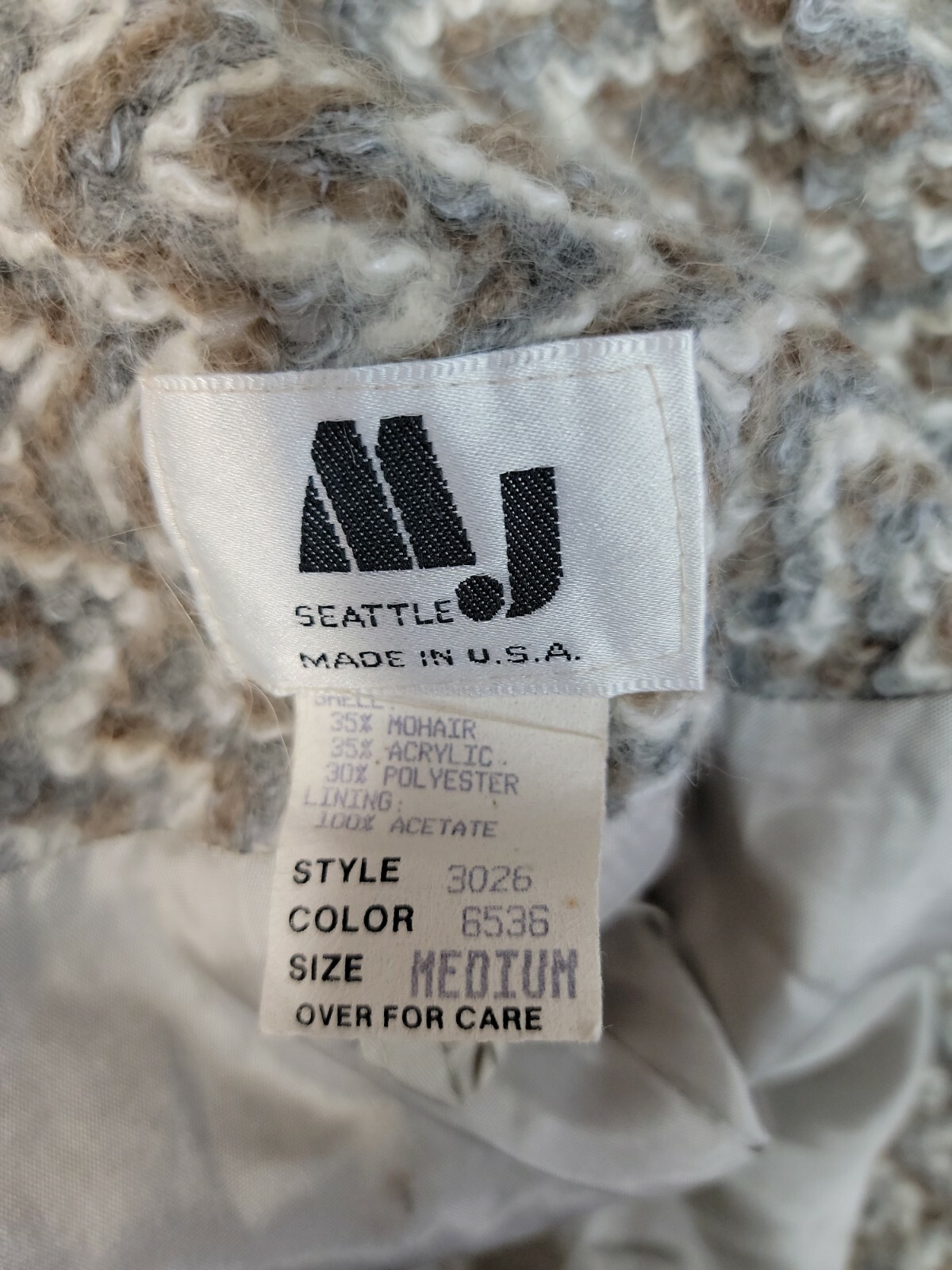 MJ Seattle Vintage 70’s Gray Womens Lined Coat W/Pockets Mohair Size M #CB2