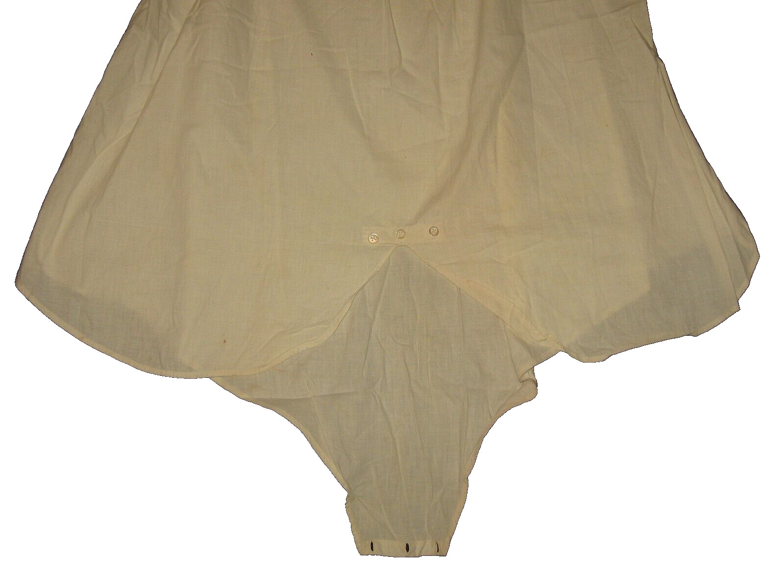 Edwardian 1910s 1-Piece Cream Cotton Lingere Button Crotch Crochet Undergarment