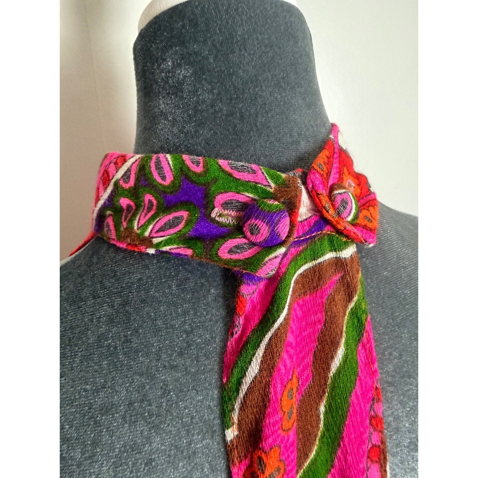 Vintage 70s Psychedelic Paisley Floral Halter Maxi Dress hippie boho 60’s pink