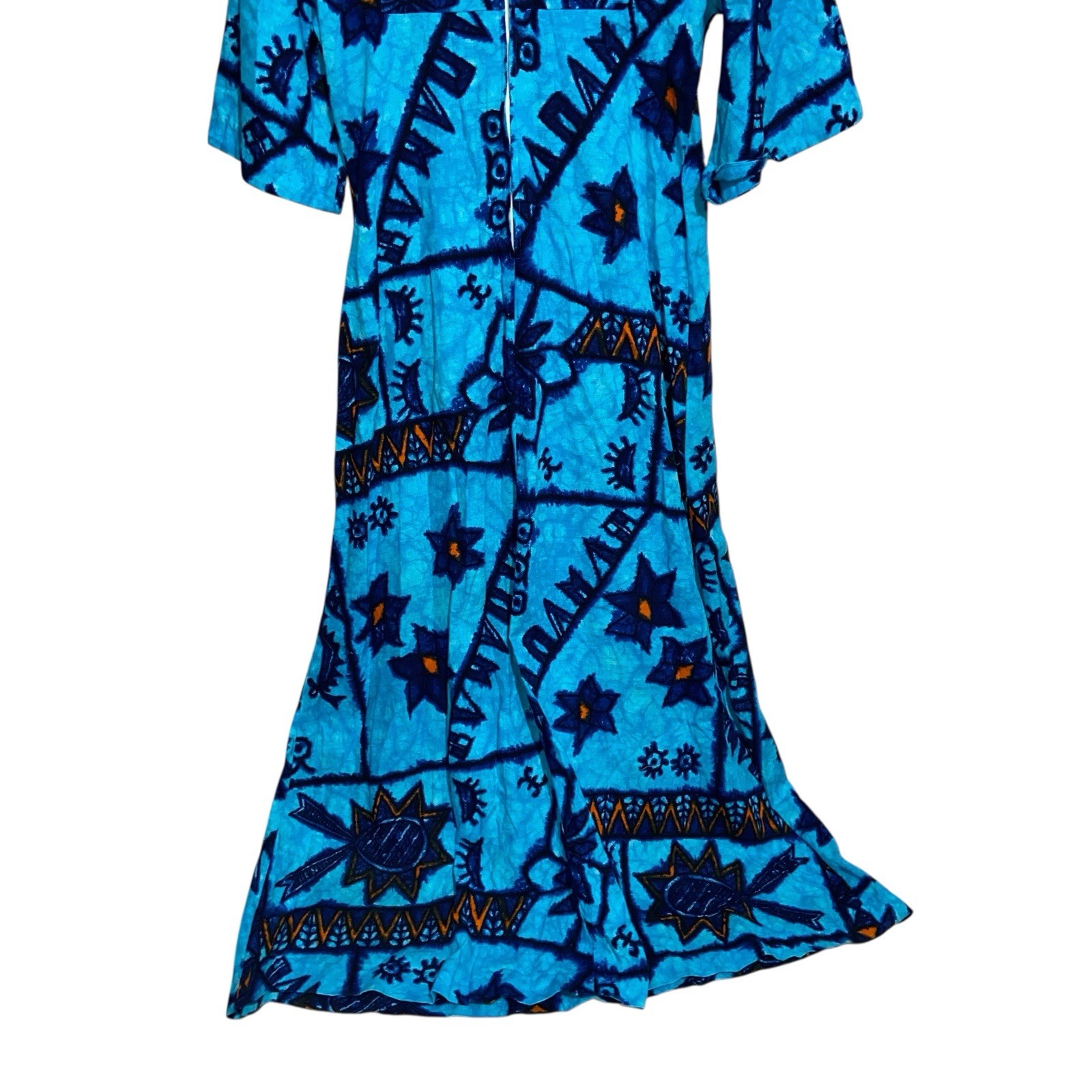 Ui-Maikai Dress Womens Medium Hawaiian Vintage Maxi Thick Barkcloth Tropical