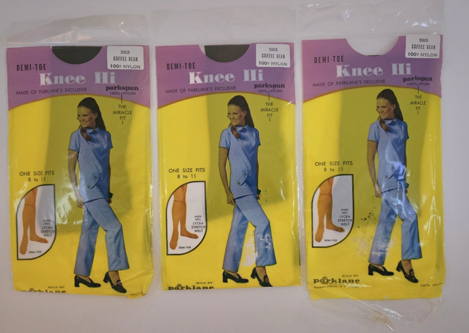 Vintage Stockings Knee Hi Lot Set Assorted Sizes Nylon Navy Nude Brown