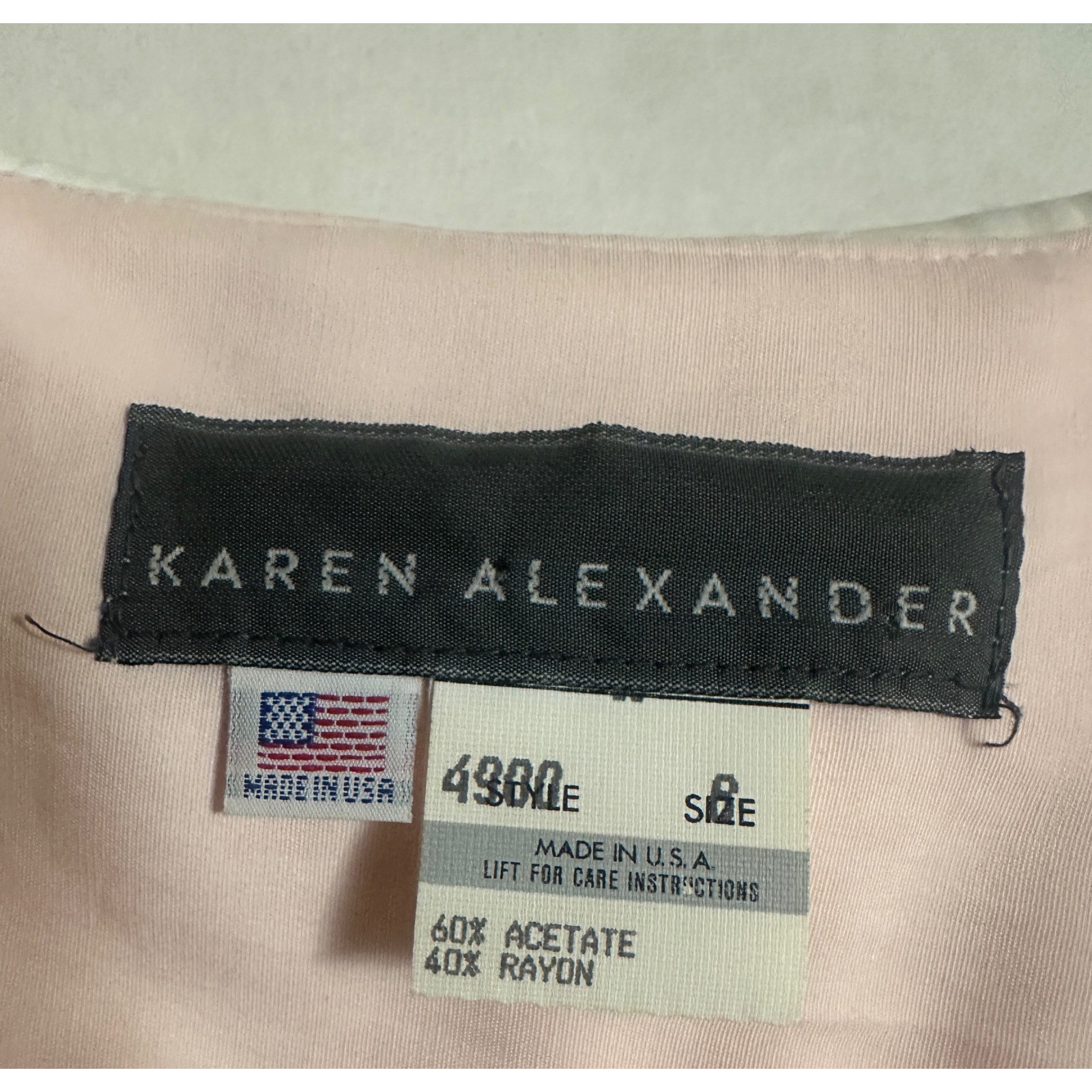 Vtg Karen Alexander 8 Pink Sailor Collar Maxi Dress Bows Button up Cottagecore