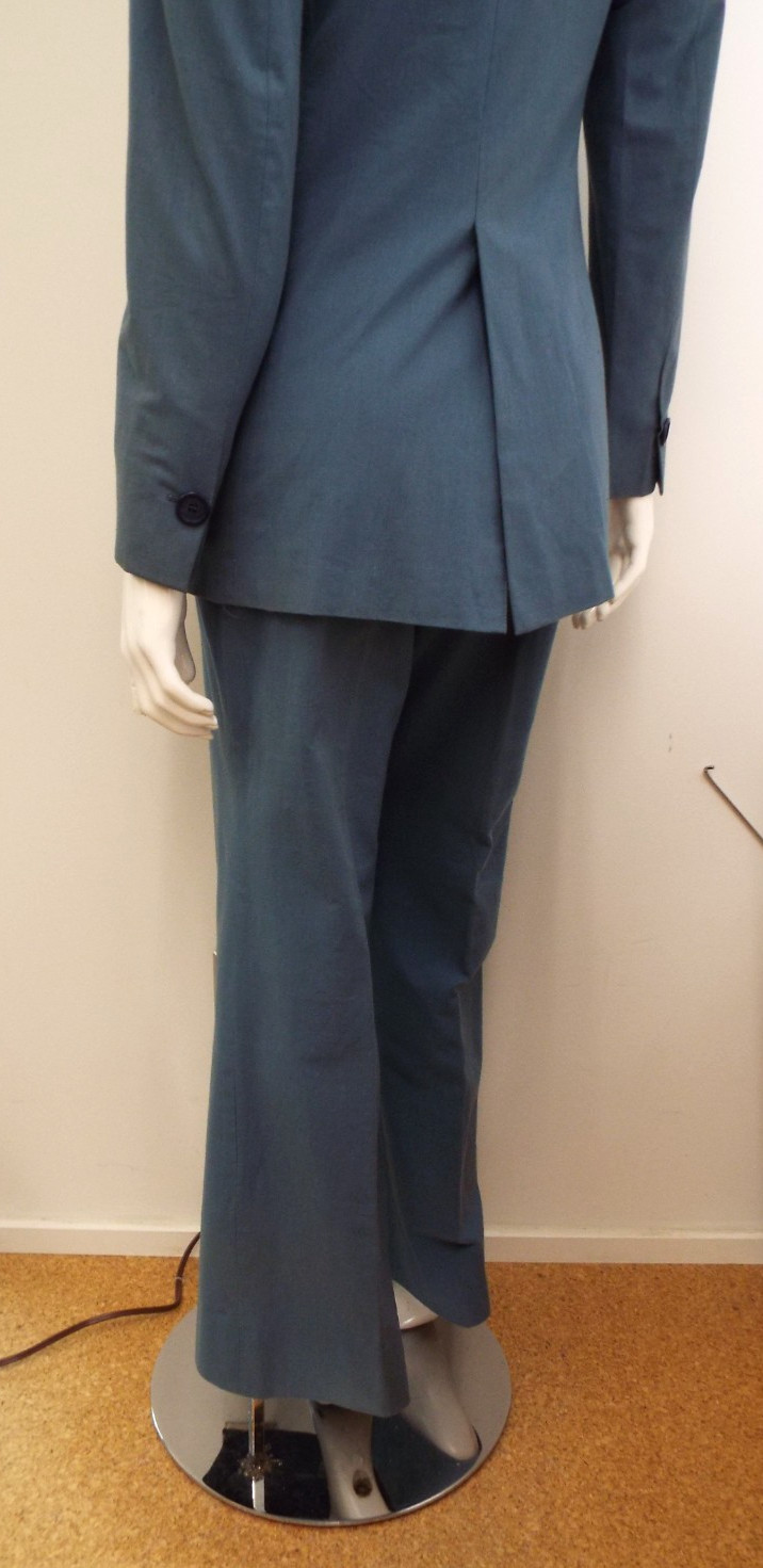 Vintage 1970s De Noyer Blue Cotton Womens Pant Suit 36 James Borynack France