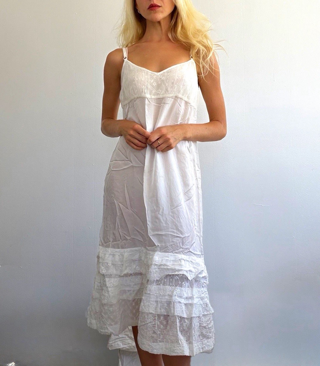 tricot COMME des GARCONS White Lace Trim Slip Dress, Size M Regular