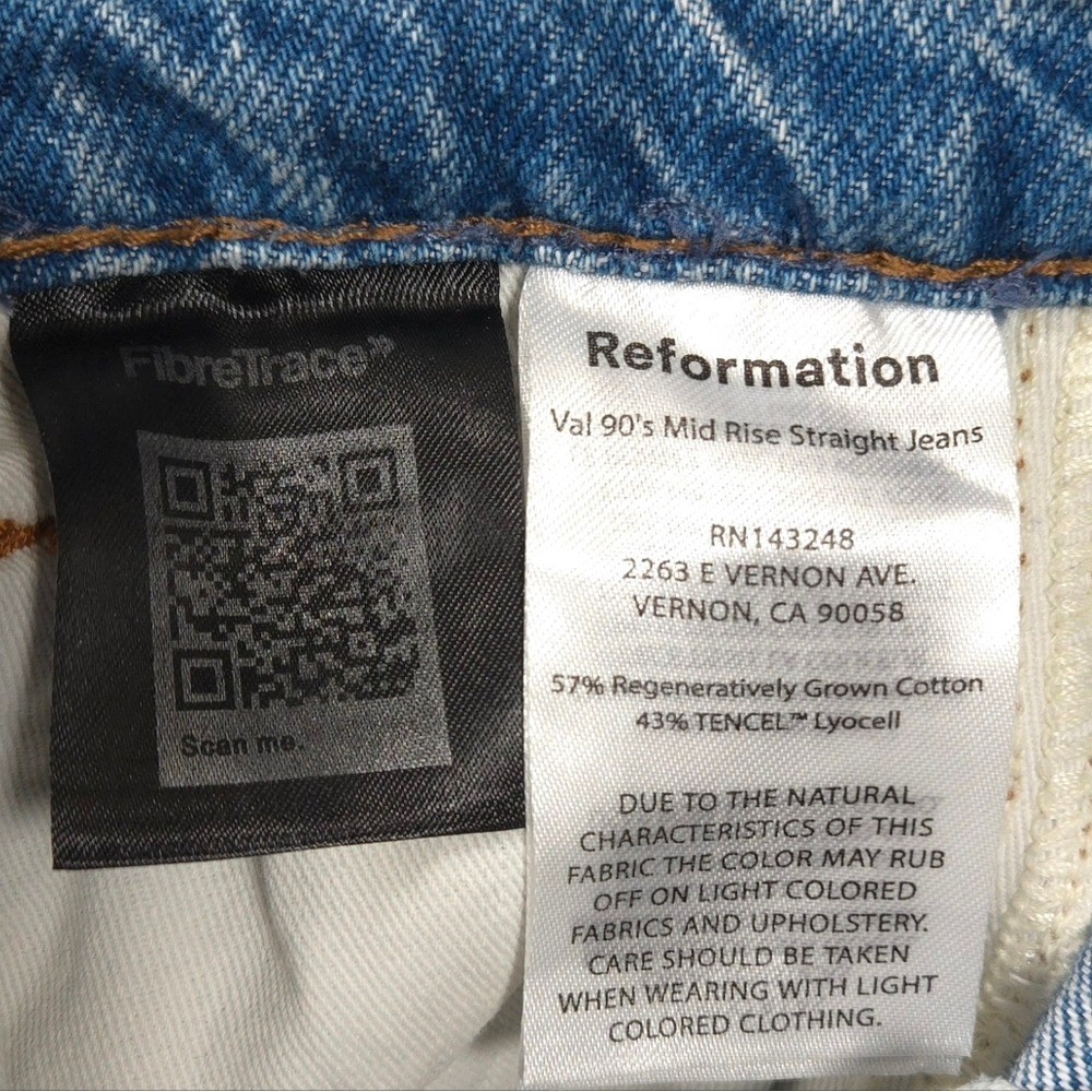 Reformation Val 90’s Mid Rise Straight Jeans Colorado Medium Wash Size 25