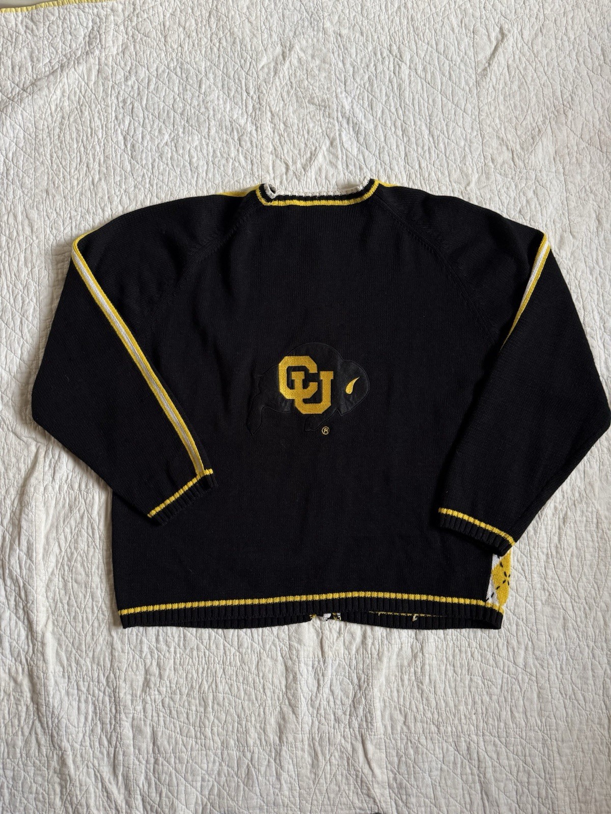 Vintage Birch Bros University Of Colorado Cardigan Sweater Knit Embroidered XL