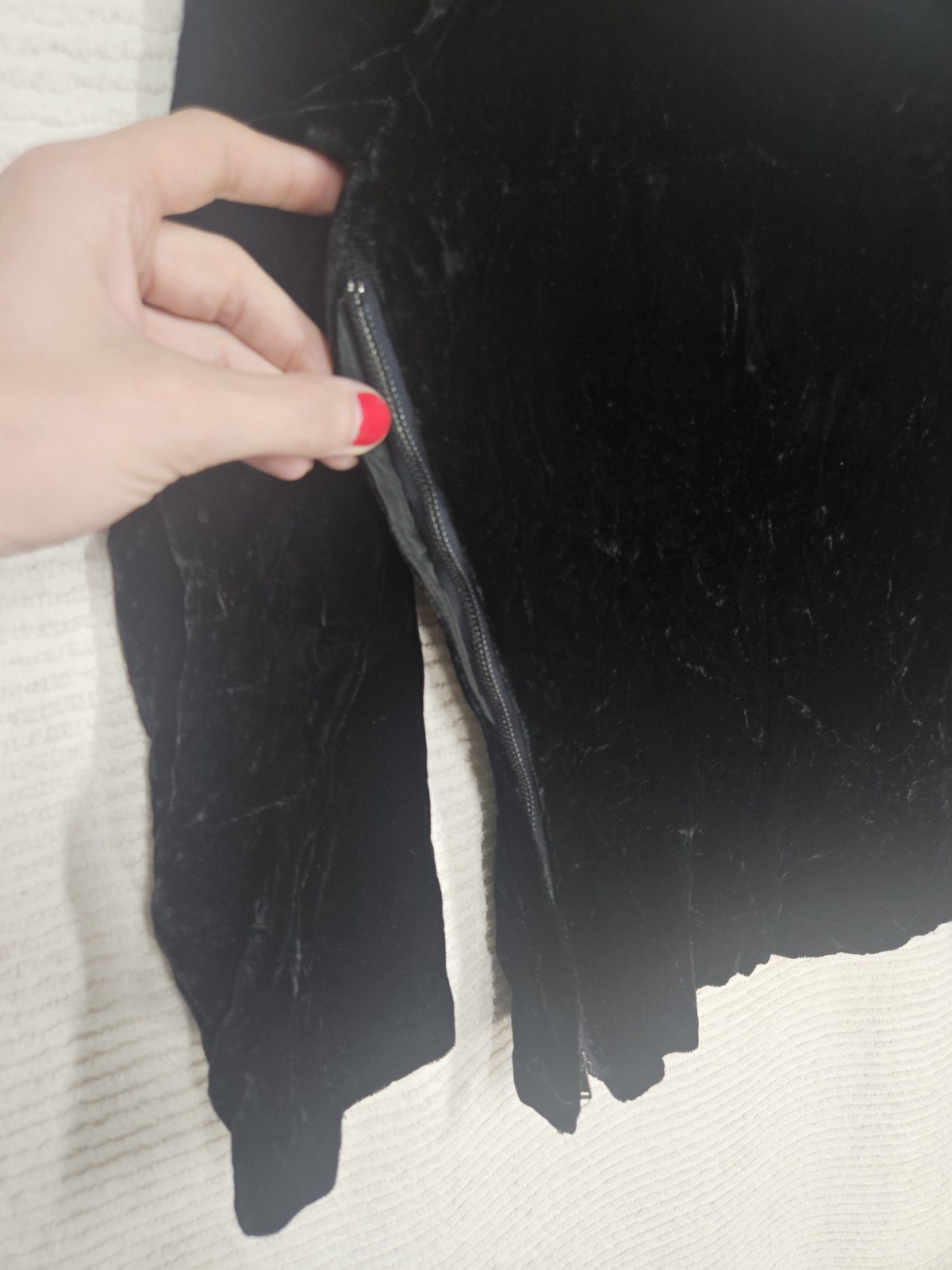 Vintage 1950s Black Velvet Top Side Metal Zip Princess Seam Shirt Small 42b