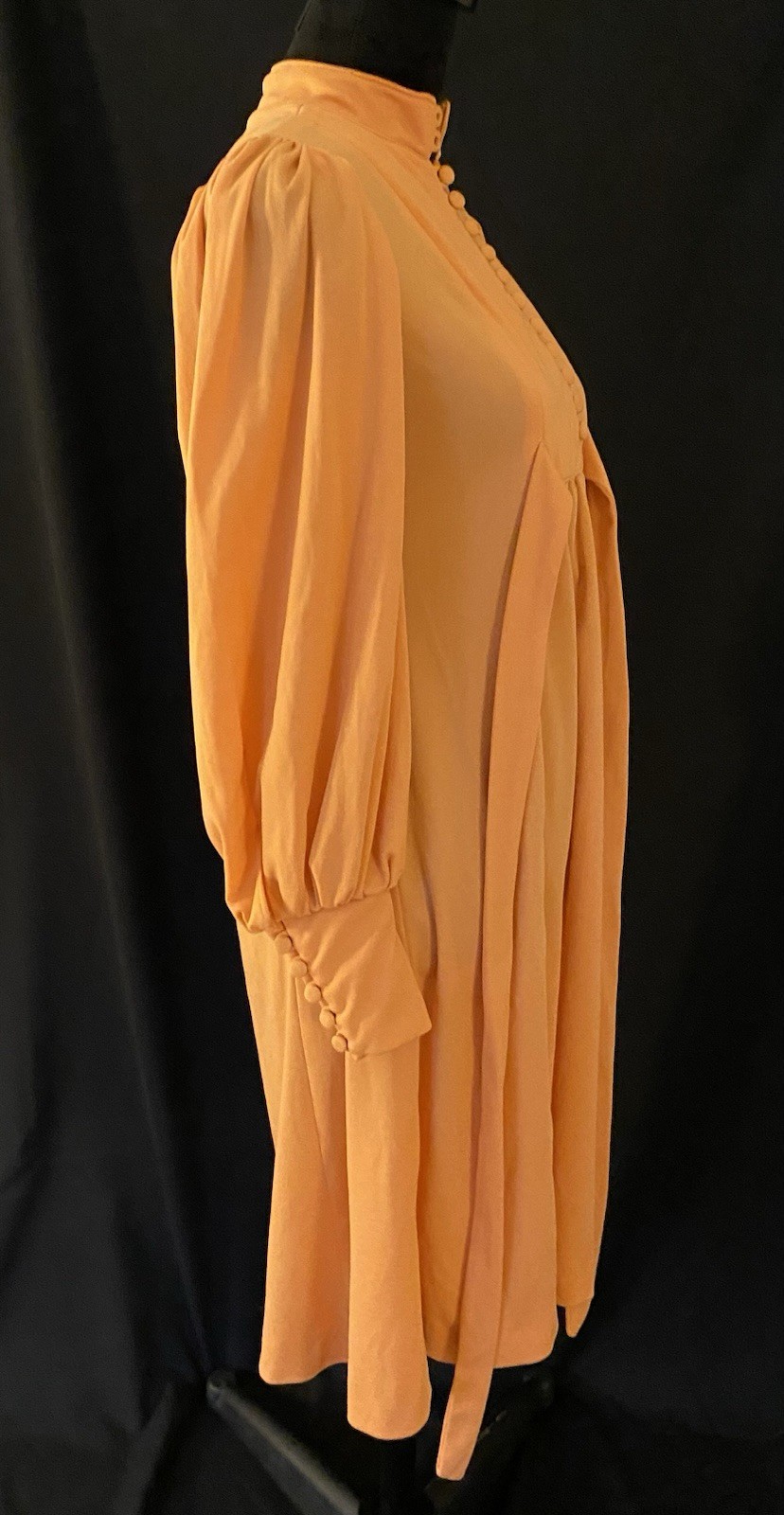 VINTAGE HANDMADE 1970s Orange Empire Waist Midi Dress Sz Small