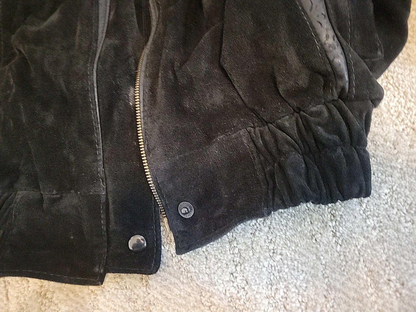 Greg Adams Vintage Black Leather Suede Zip Front Jacket Size M Argentina