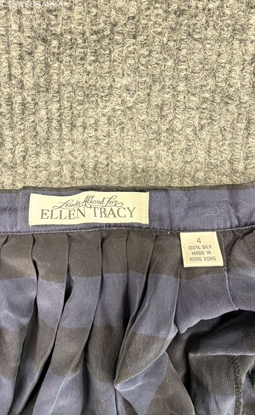 Vintage 90s Linda Allard for Ellen Tracy Women’s Navy Black Silk Maxi Skirt Sz 4