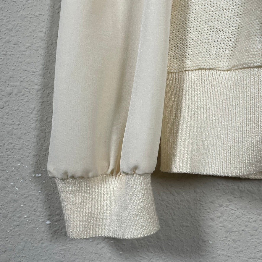 Philippe Marques Blouse Womens XL Cream Red Vintage Knit Mixed Media Excellent