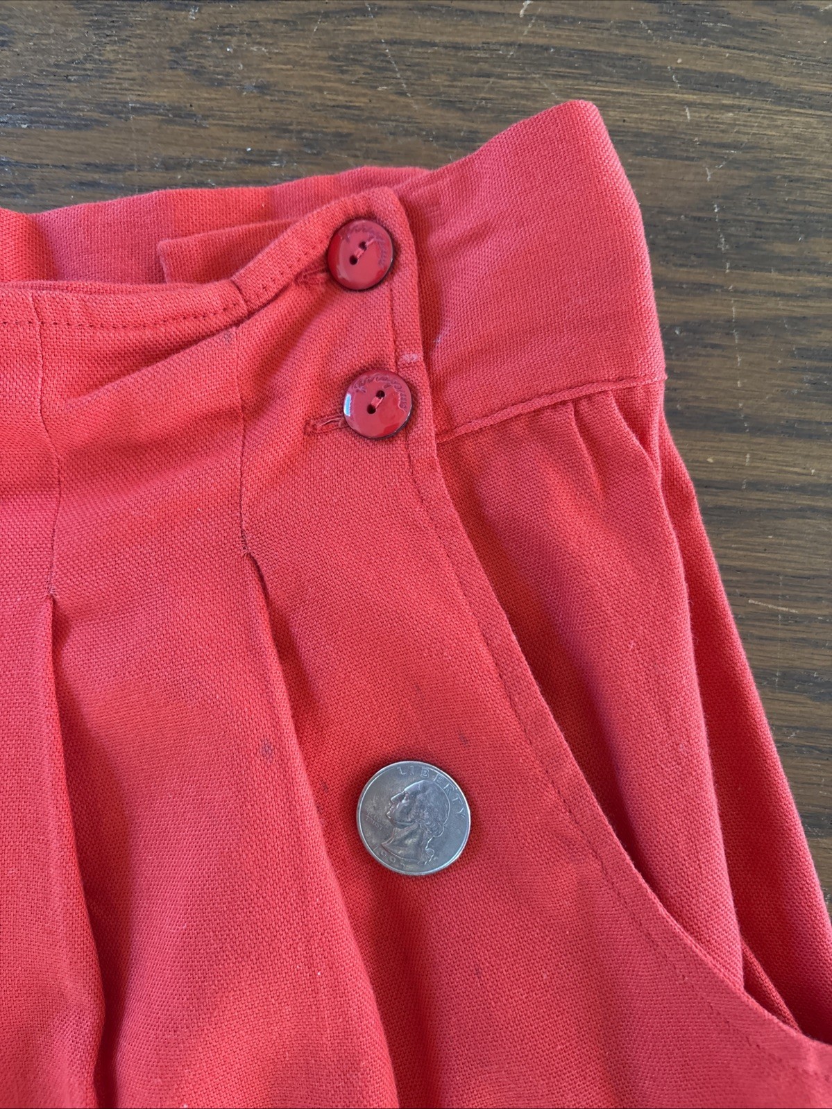 Vintage Salvatore Ferragamo Red Pleated Cotton Skirt Size 8