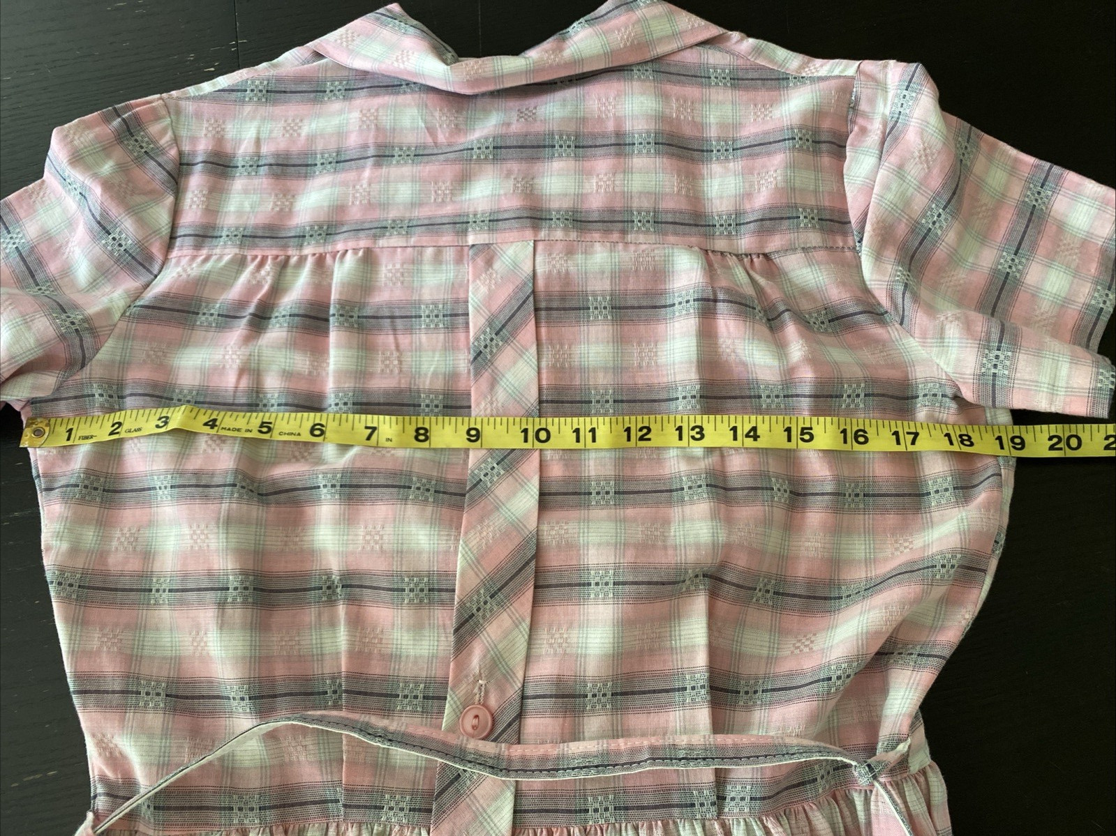 Vintage 1950s/1960s Plaid Cotton Shirt Dress With Pocket & Belt – Pink Grey