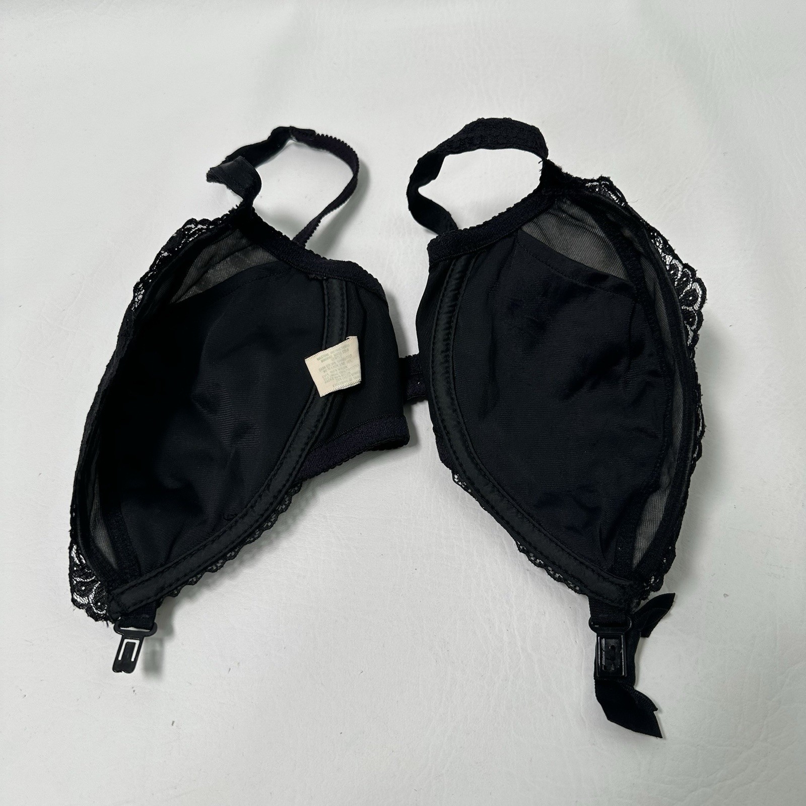 Vintage 70s Gossard Wonderbra Black Lace Push Up Underwire Bra 36C Lingerie Icon