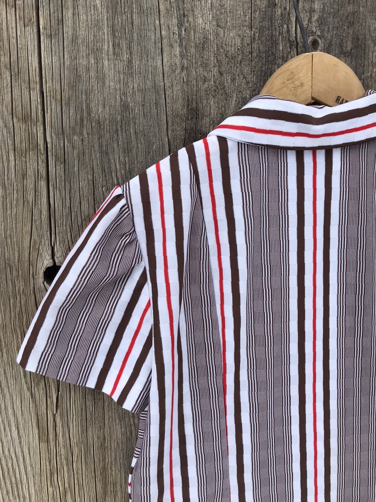 Vintage 70s Striped Collared Everyday Shirt Dress with Pockets, Medium