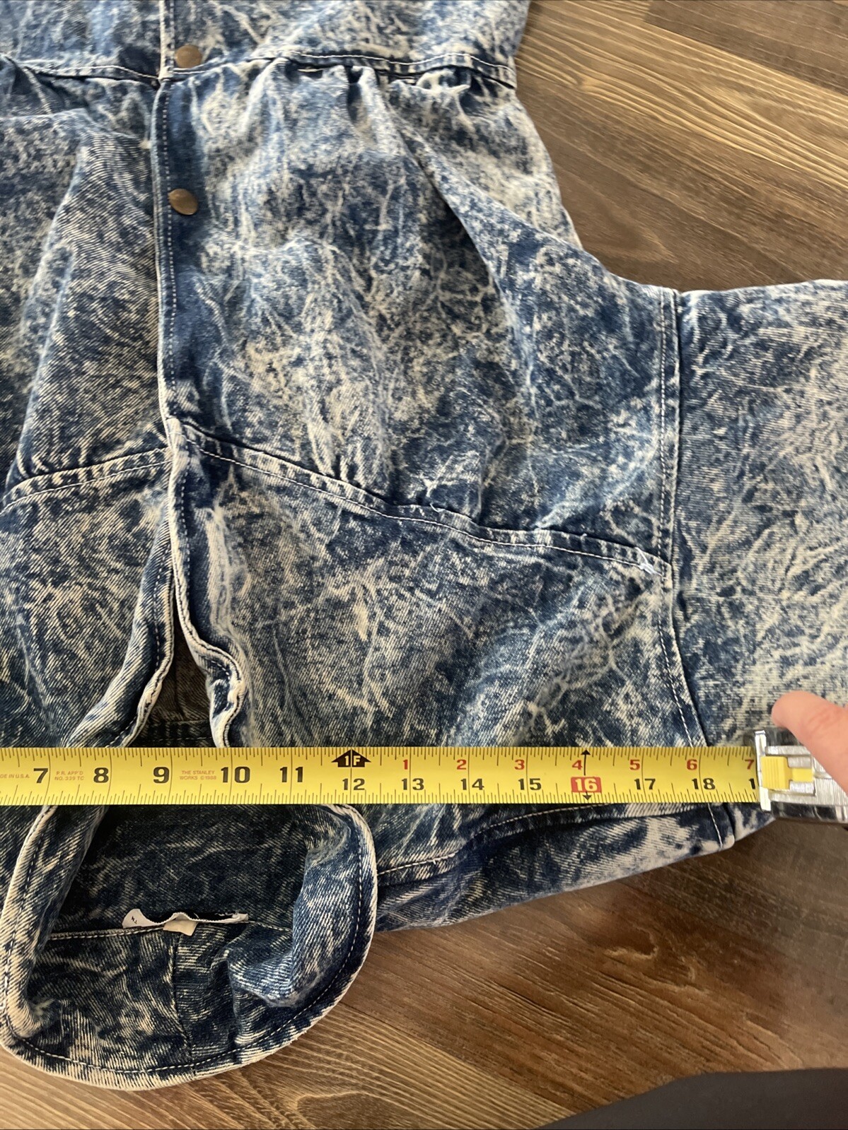 Paris Blues Acid Wash Denim Bomber Jacket with Peplum Size L Vintage 90s