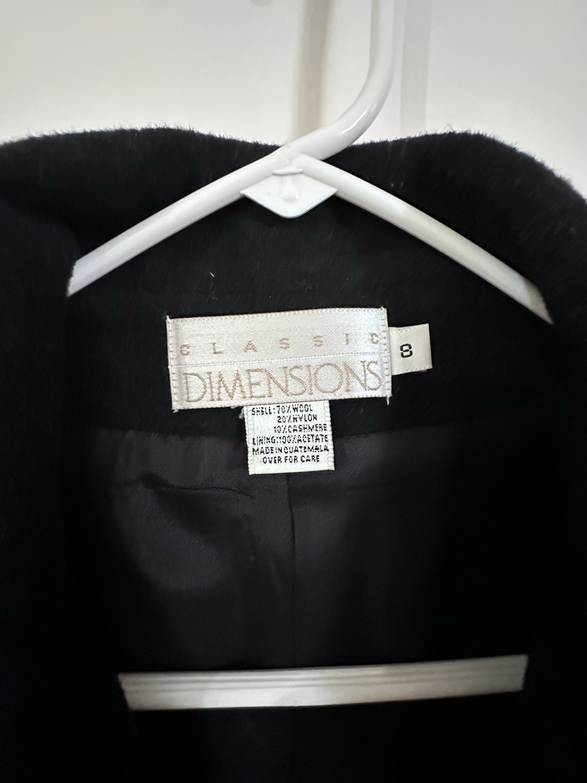 Vintage Classic Dimensions Black Wool Cashmere Button Blazer Jacket Women Size 8