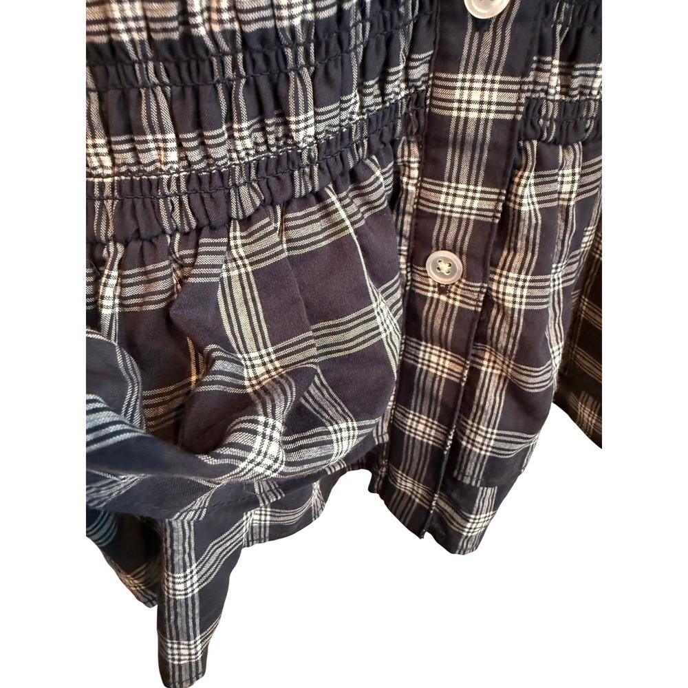 Veronica Beard Jeans Plaid Shirred Smocked Mini Shirt Dress Size XS Western