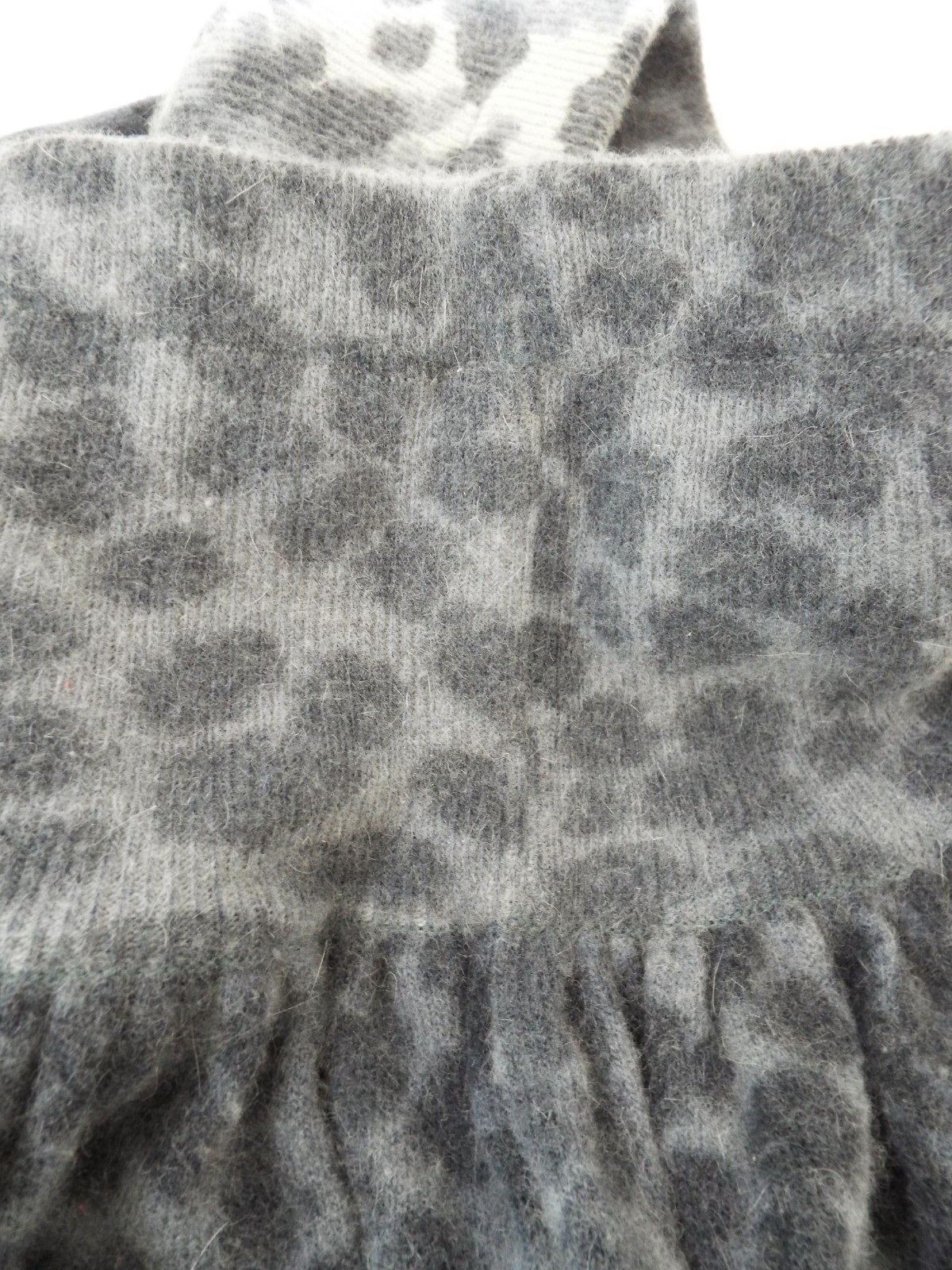 Vintage 1980s KENZO Sweater & Skirt Lambswool Angora Gray Animal Print Blue
