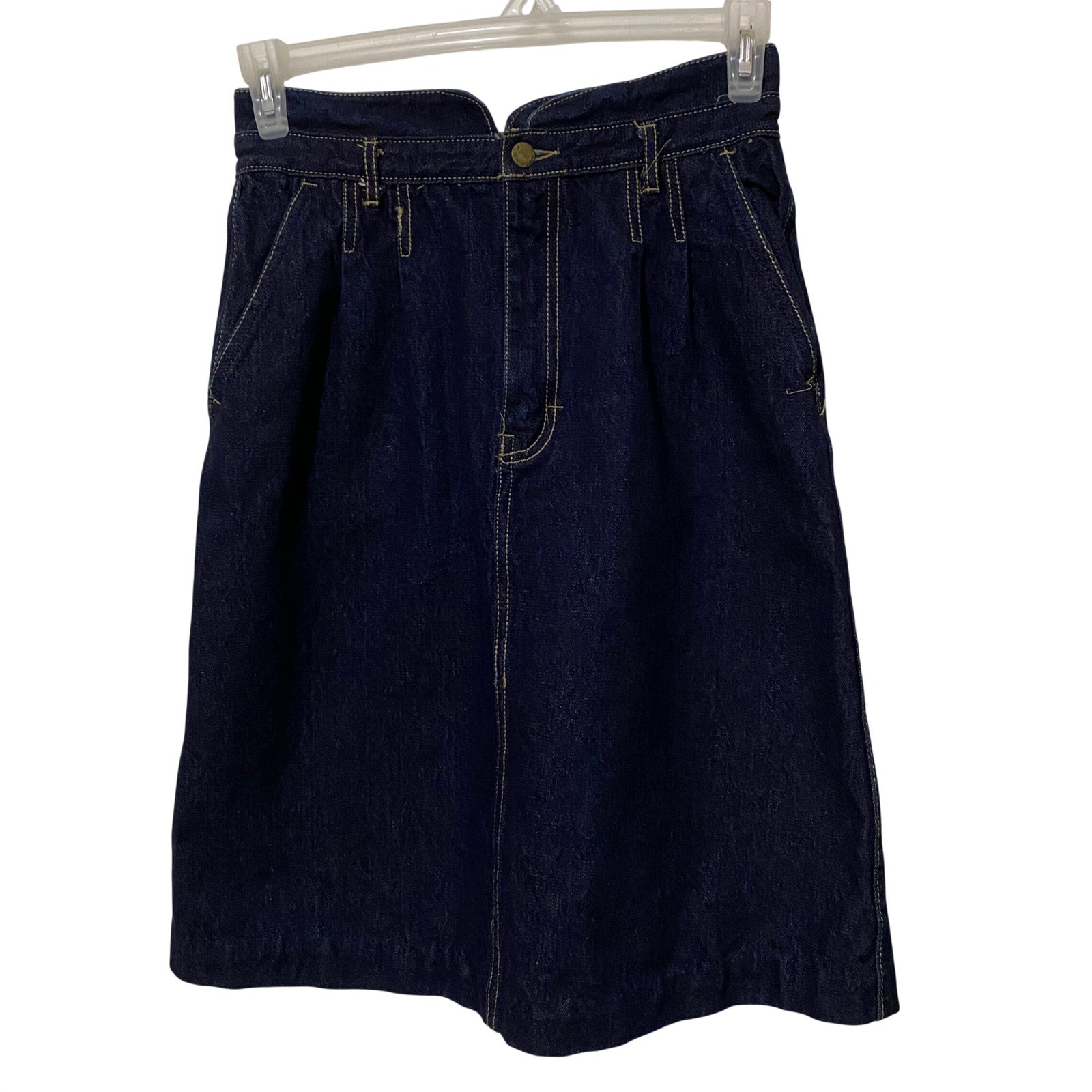 Vtg 80s Gitano A-line Denim Skirt Granola Chic Clean Girl Modest Dark Blue Wash