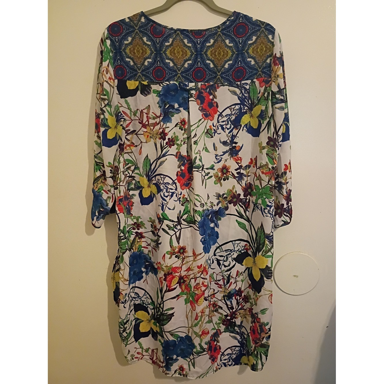 Valerie Stevens Women’s Multicolor Floral High-low Button-Front Tunic Sz L NWT
