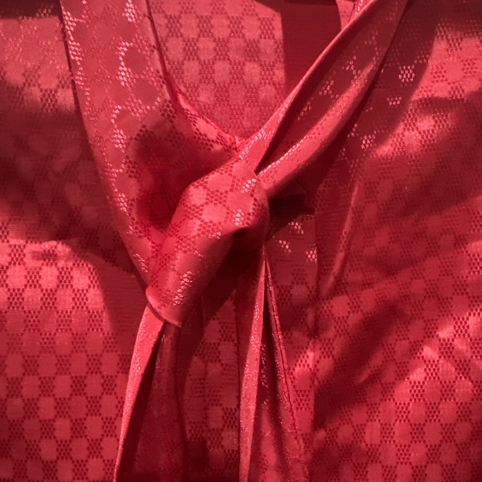 Judy Bond Red Tie Blouse Sz10P Secretary, Long Sleeve VTG 80s retro Boho librari