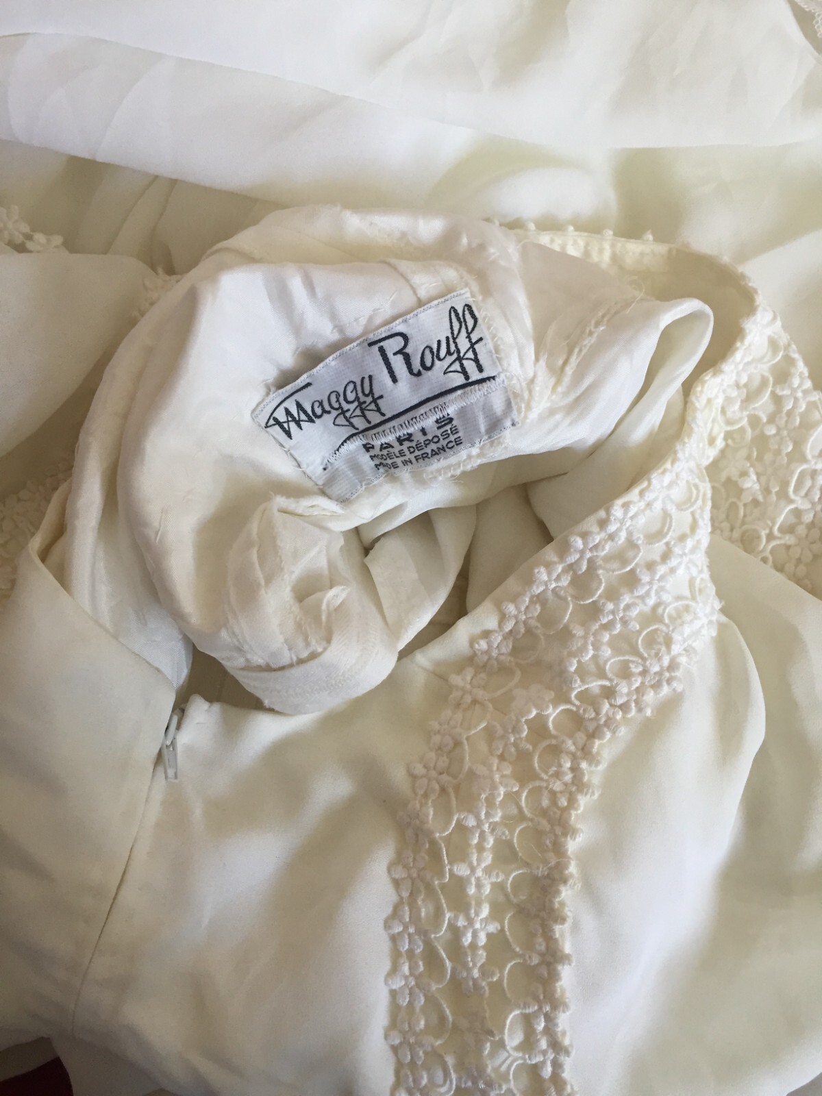 Rare Vintage Bridal Dress 1960’s Maggy Rouff Paris Couture Mod🌿Gown Cape