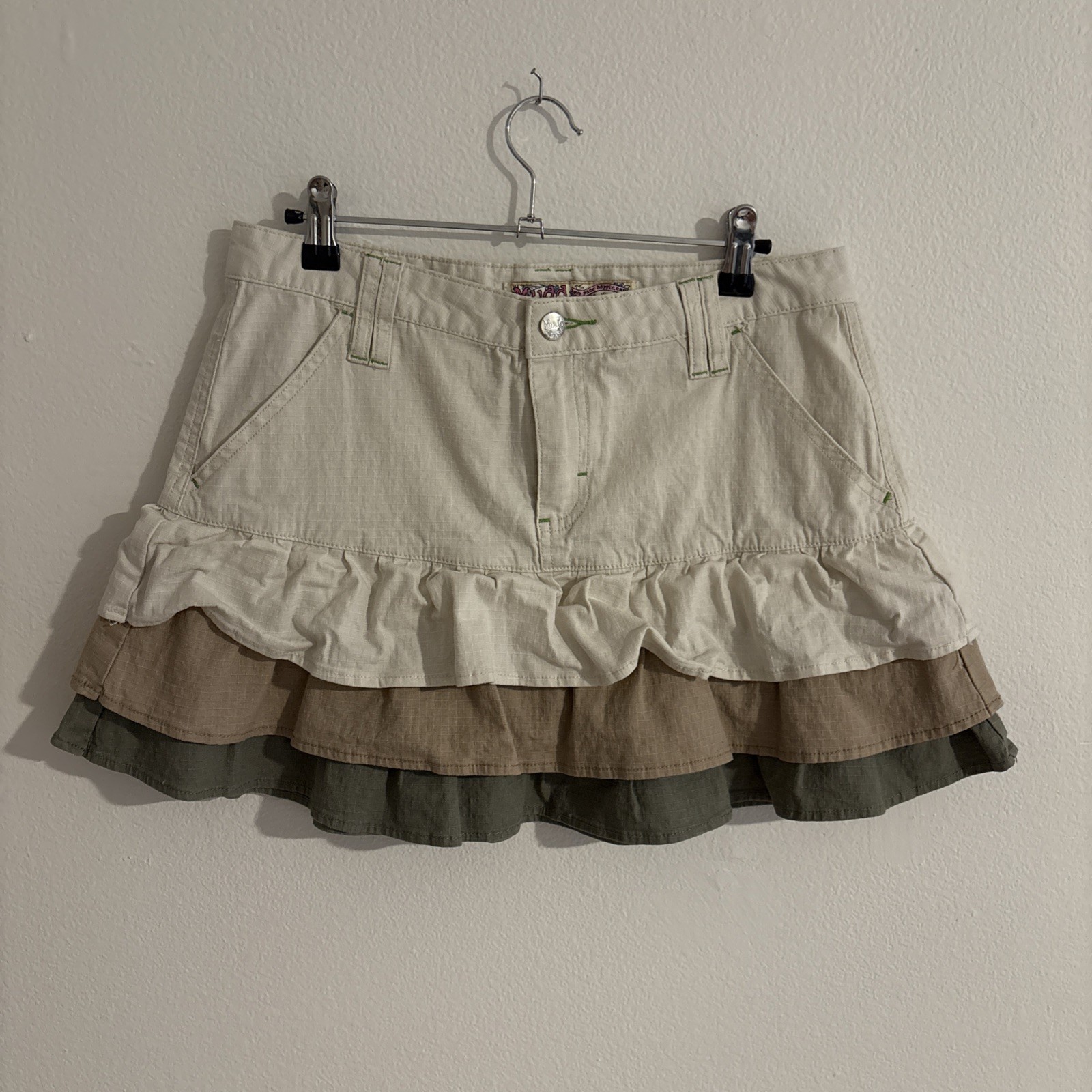 Vintage Mudd Y2K Flared skirt tan preppy skirt Sz 9